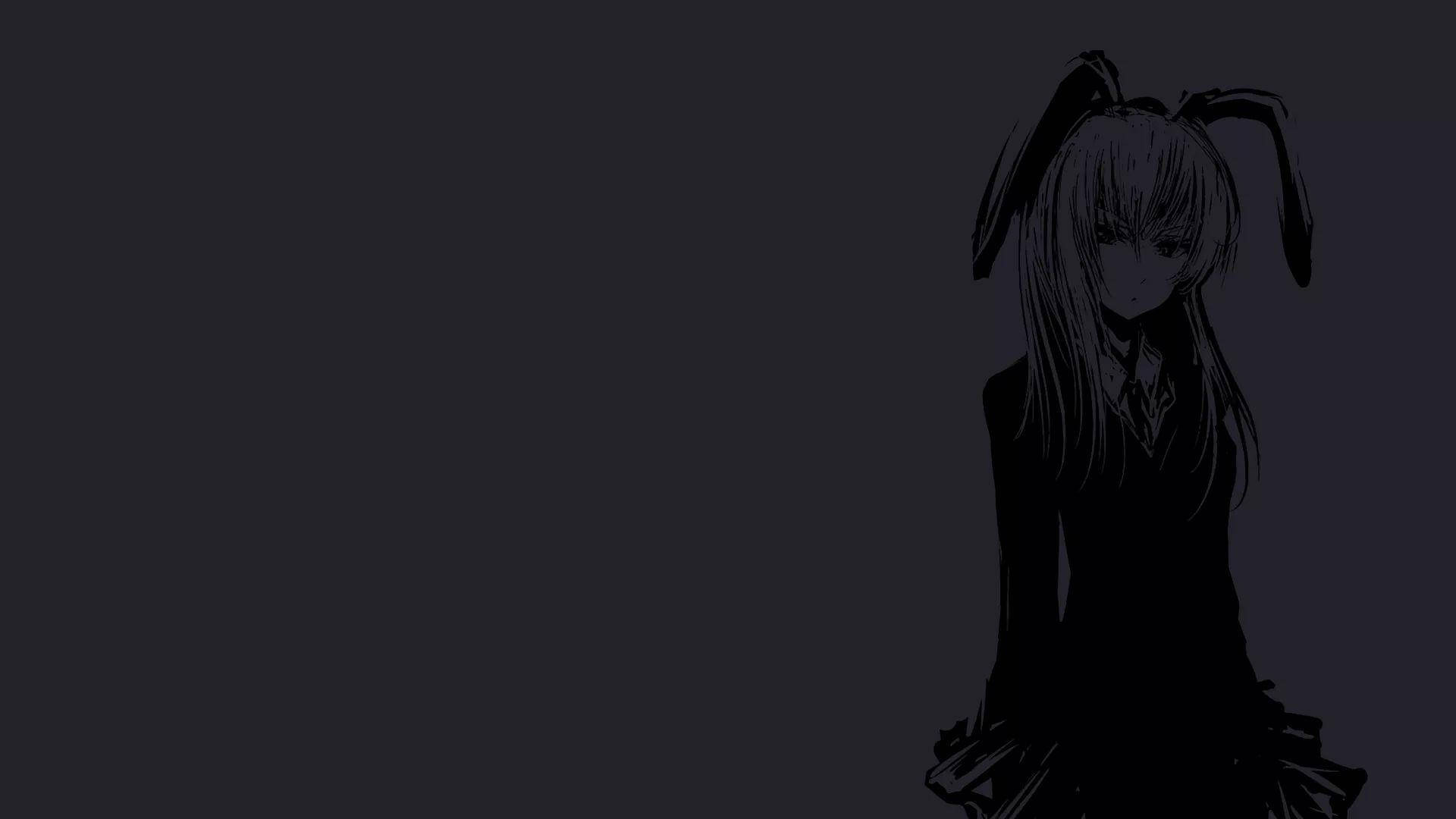 Bunny Oor Meisie Donker Anime Estetiese lessenaar Muurpapier