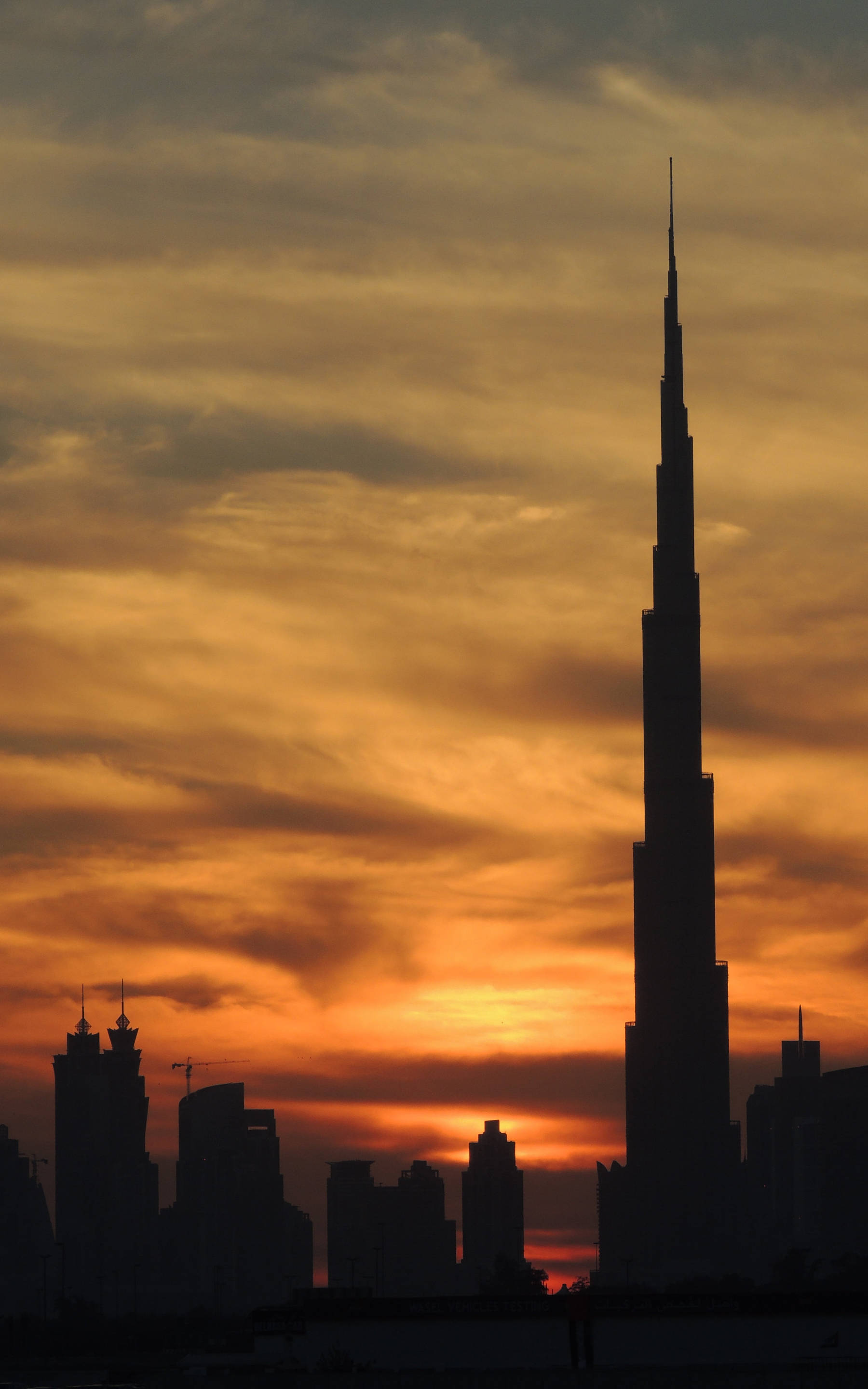Burj Khalifa Sonsondergang Silhoeët Muurpapier