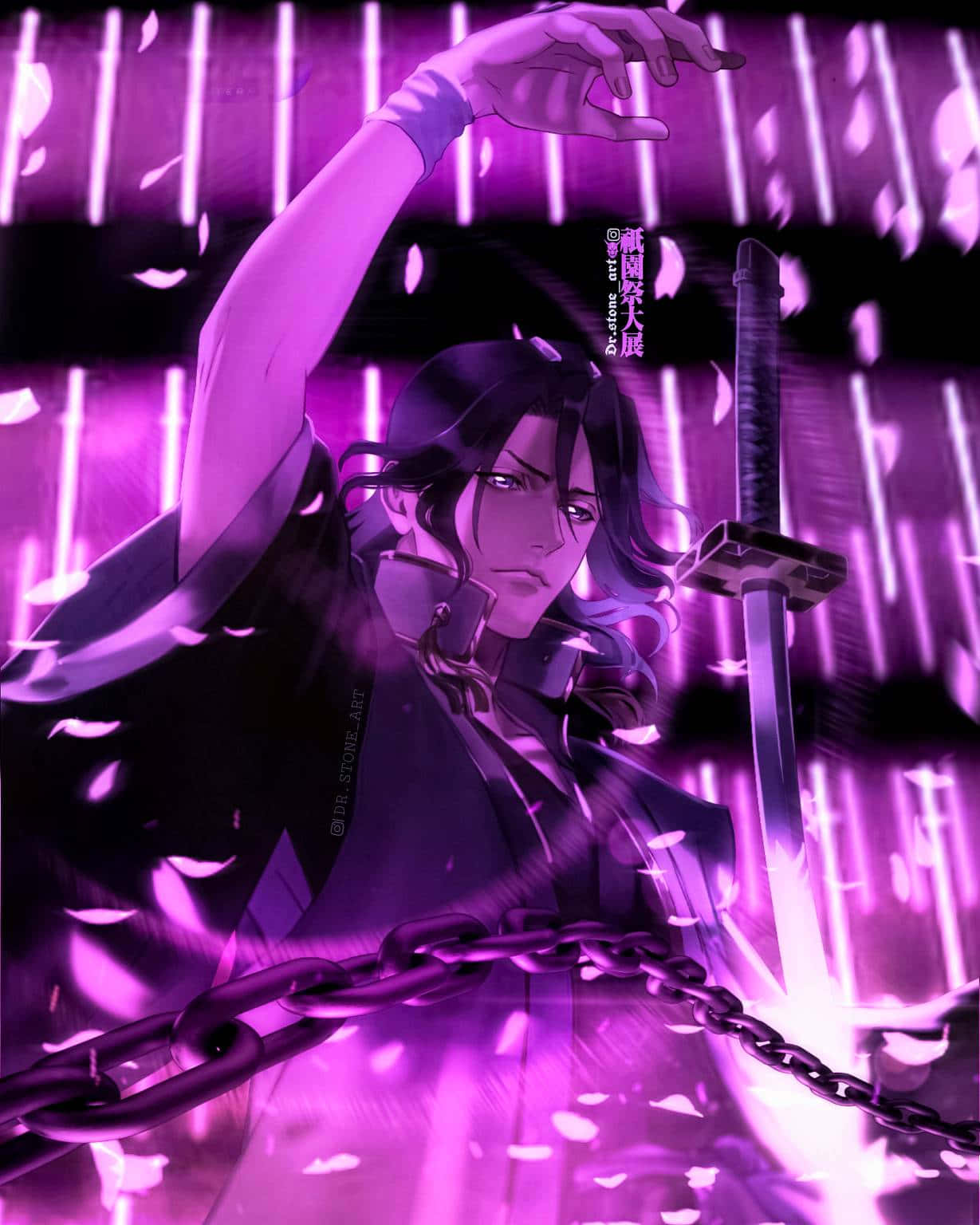 Byakuya Kuchiki as Kaptein van die 6de Divisie in die Gotei 13 Muurpapier