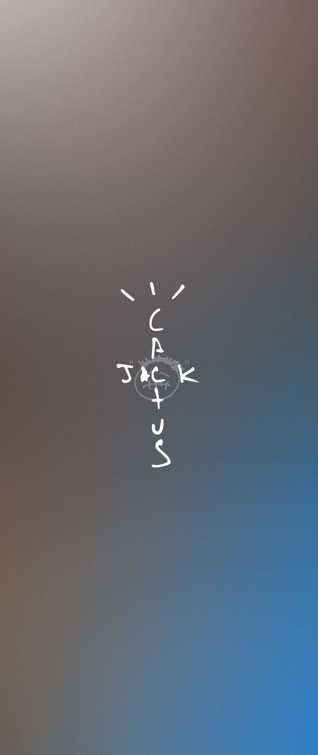 Cactus Jack Travis Scott Tekslogo Blou en Grys Muurpapier