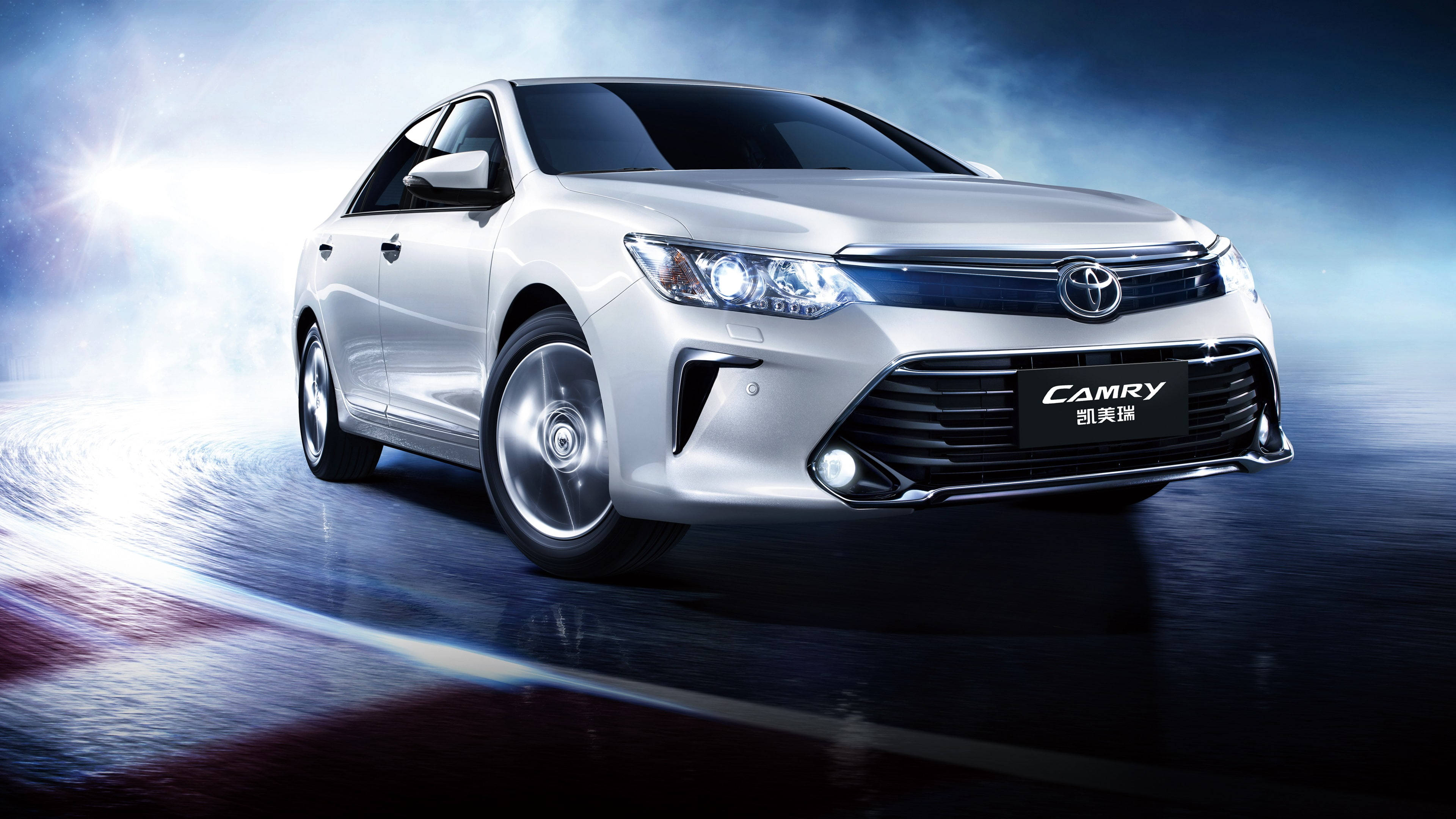Camry Wit Toyota 4K Met Rook Muurpapier