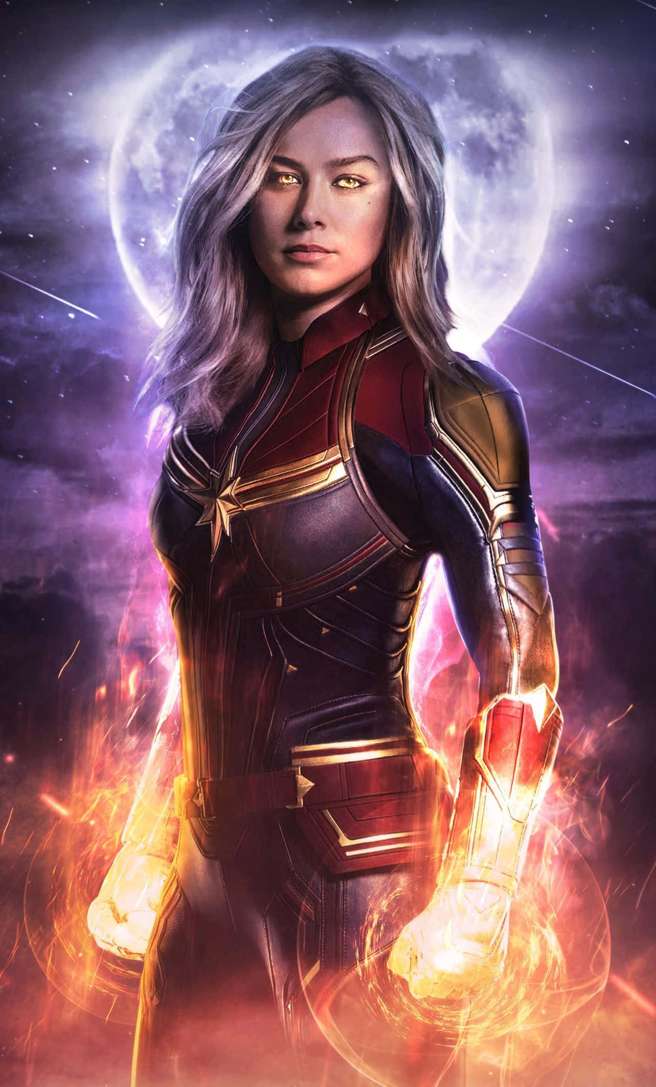 'Captain Marvel arriveer om beheer te neem in 3D!' Muurpapier