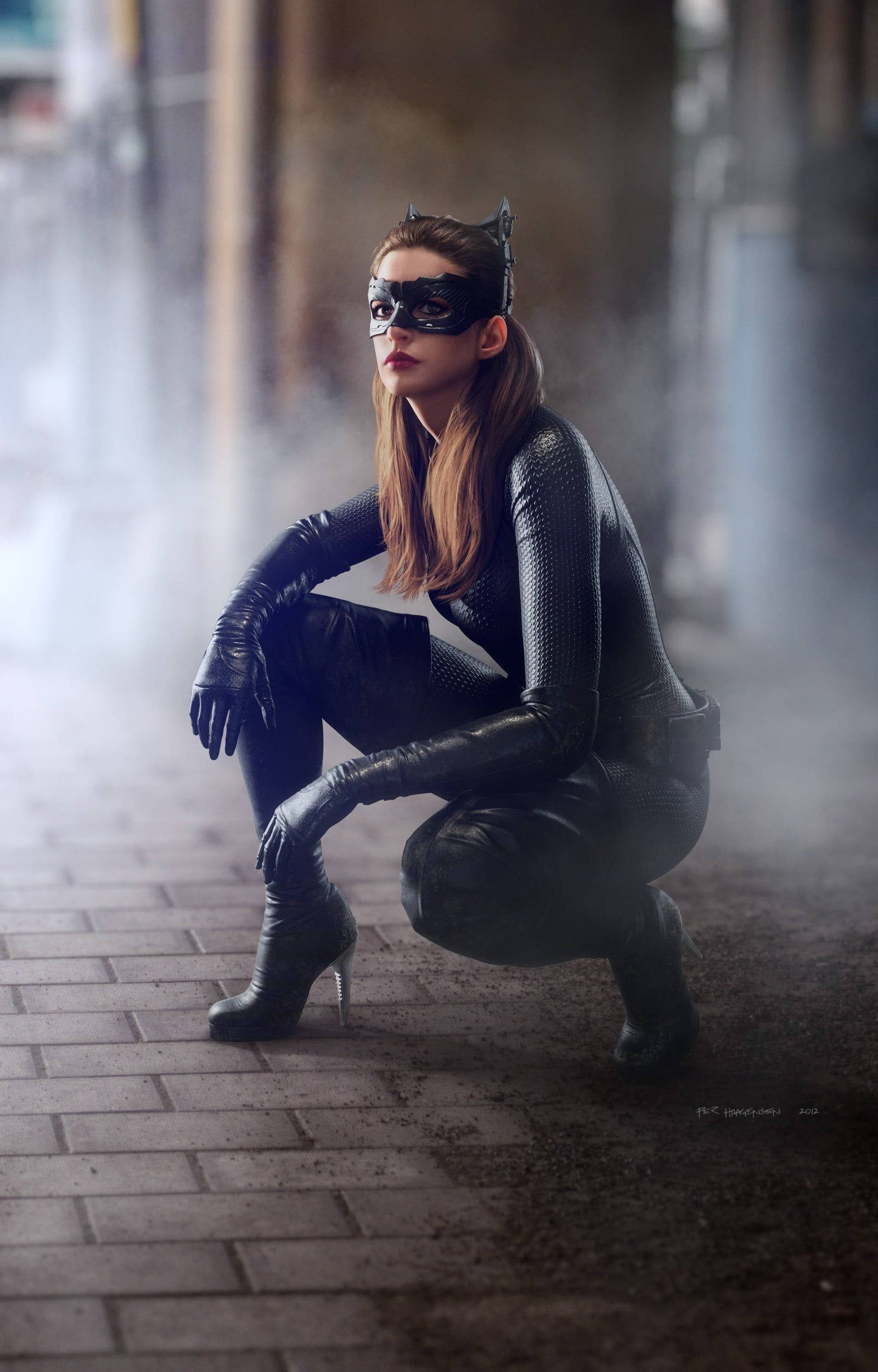 Catwoman soos gesien in The Dark Knight Muurpapier
