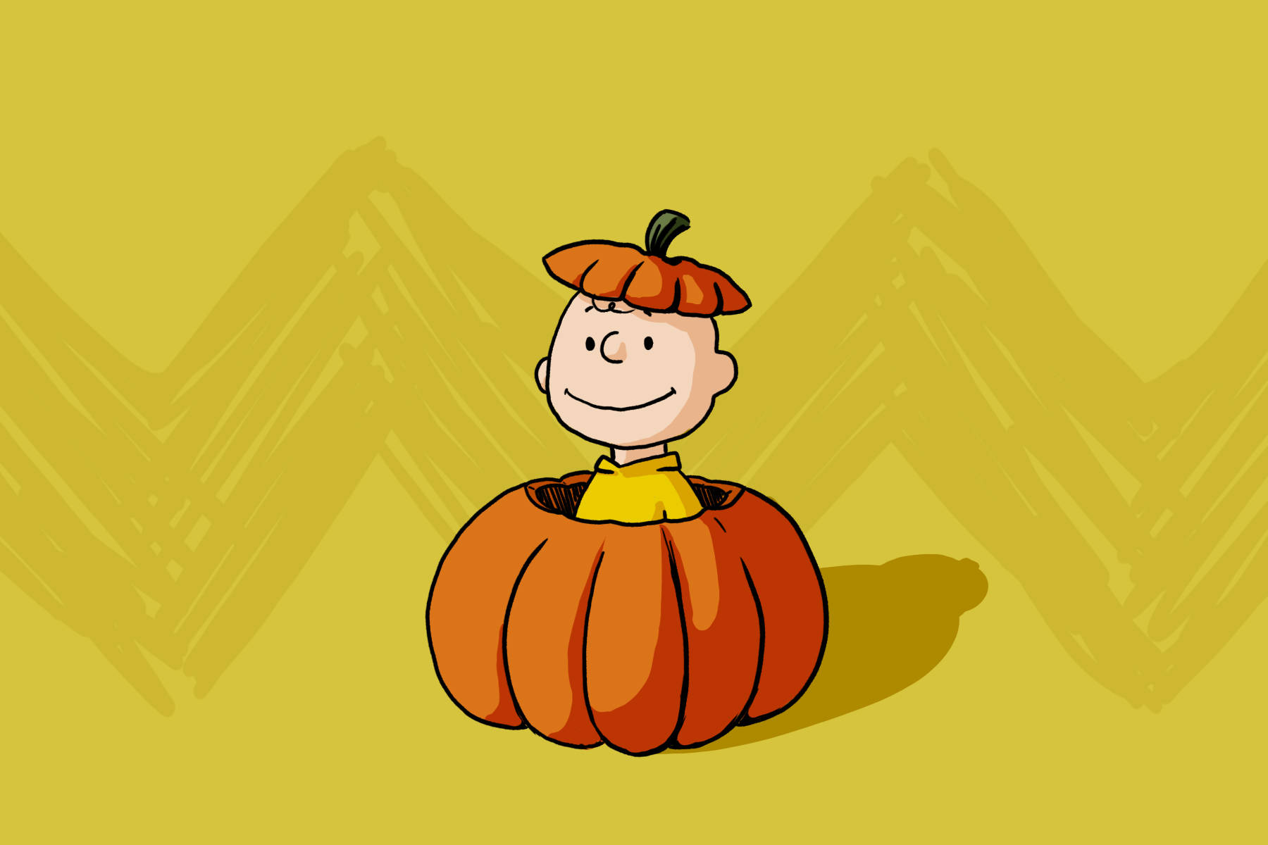 Charlie Brown binne-in 'n Halloween-pampoen Muurpapier
