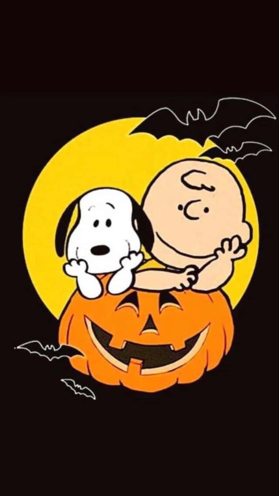 Charlie Brown en vriende juig in die Halloween-gees Muurpapier