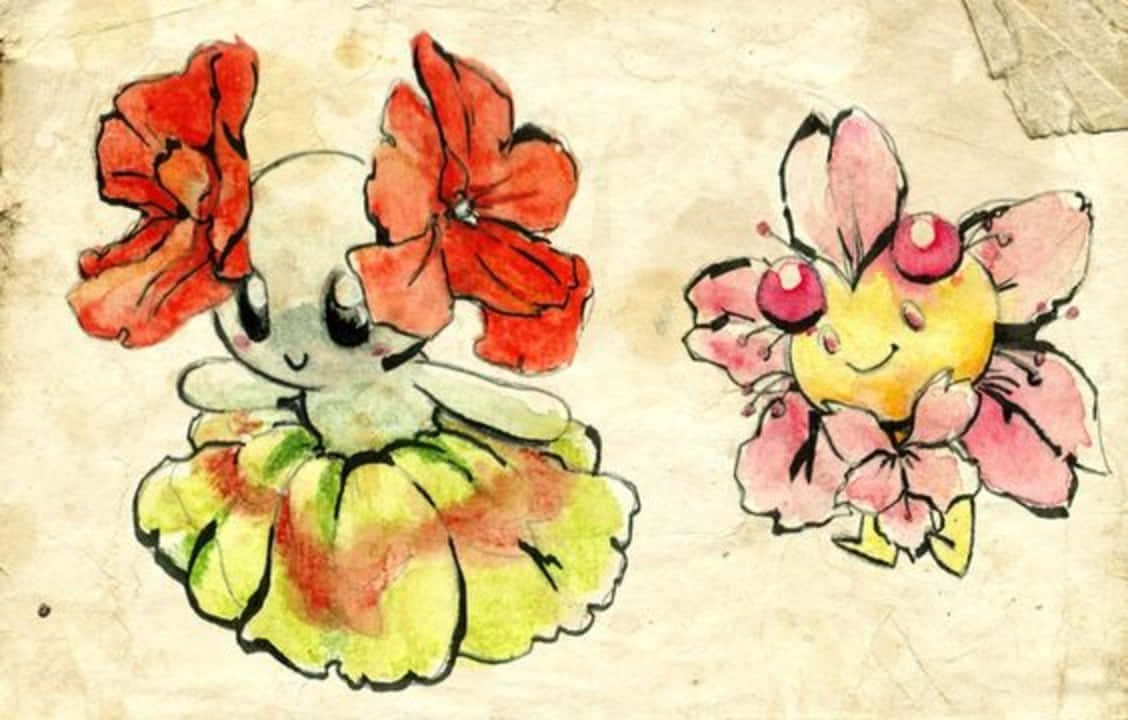 Cherrim Tekening Muurpapier
