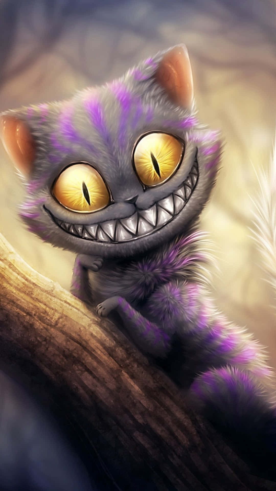 Cheshire Cat wat grynslag in Wonderland Muurpapier