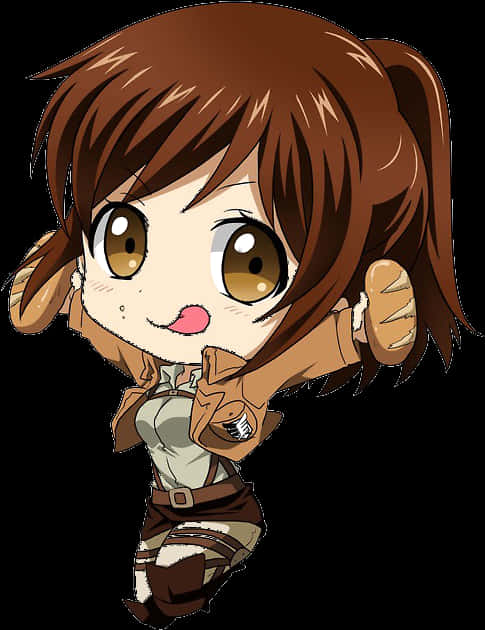 Chibi Anime Karakter Bruin Hare Muurpapier