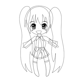 Chibi Anime Meisie Skets Muurpapier