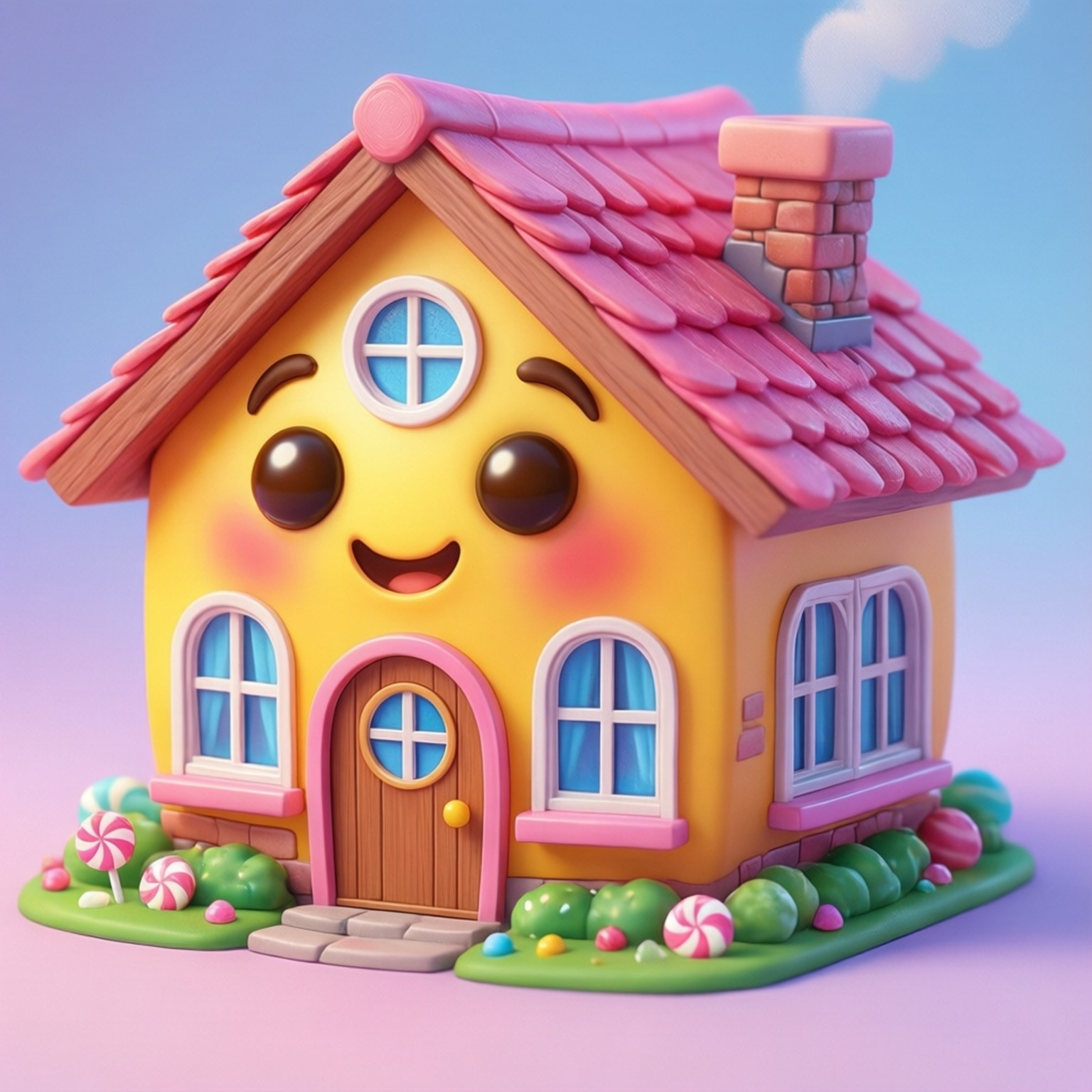 Chibi Huis Emoji Muurpapier