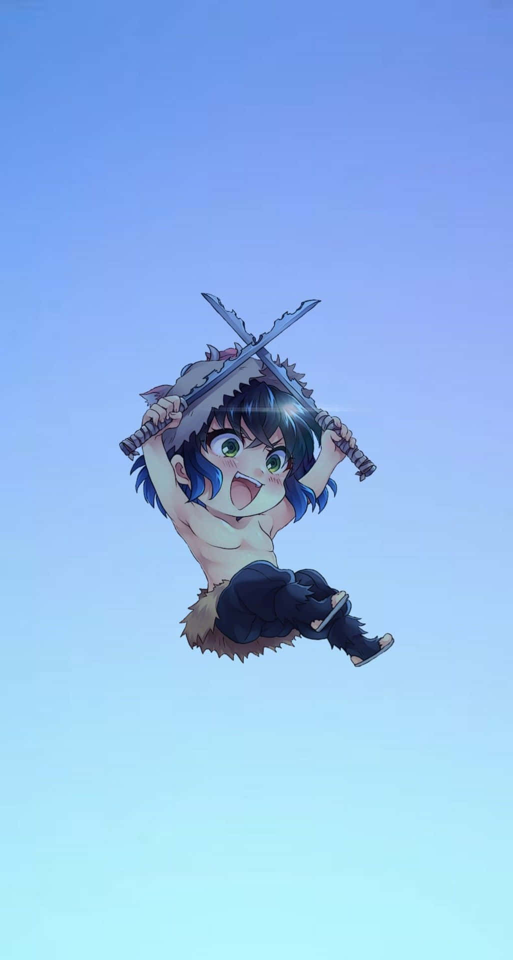 Chibi Inosuke wat spring PFP Muurpapier