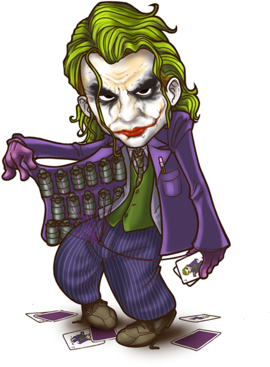 Chibi-Joker met Kaarte en Granate Muurpapier