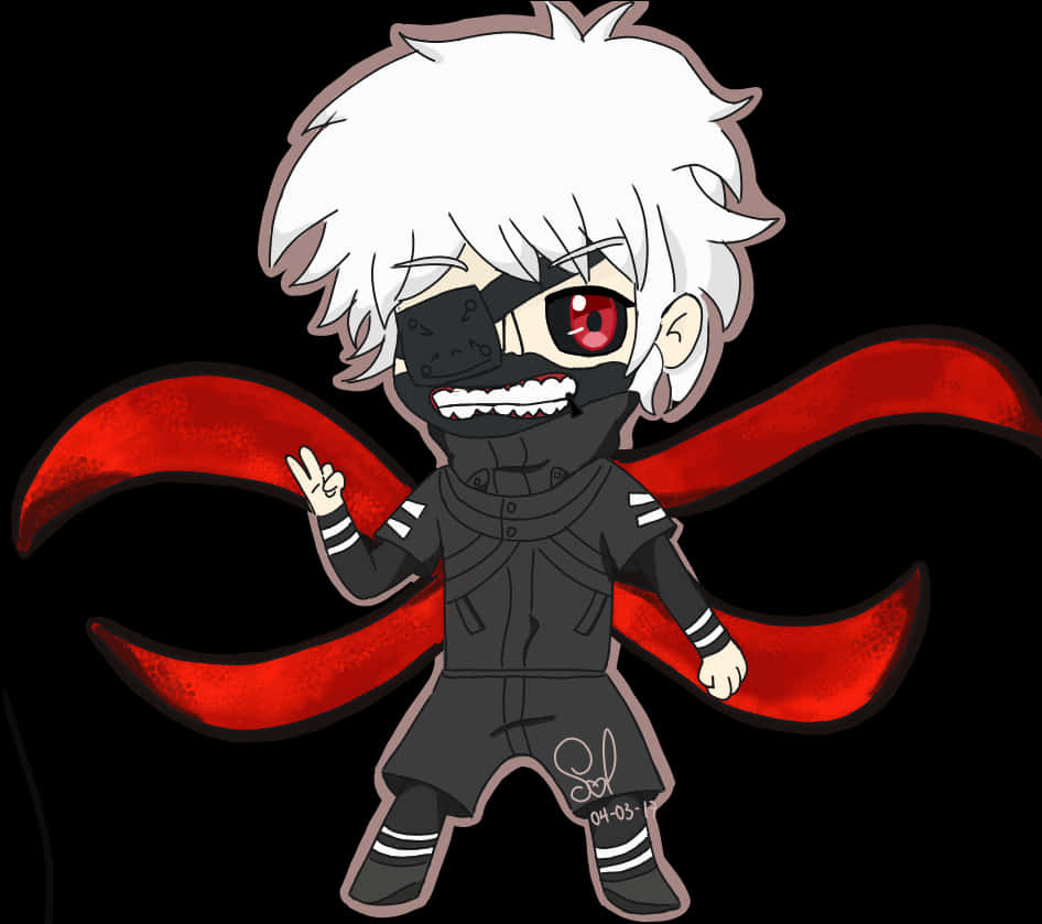 Chibi Kaneki met Kagune Muurpapier