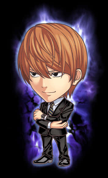 Chibi Light Yagami met Aura Muurpapier