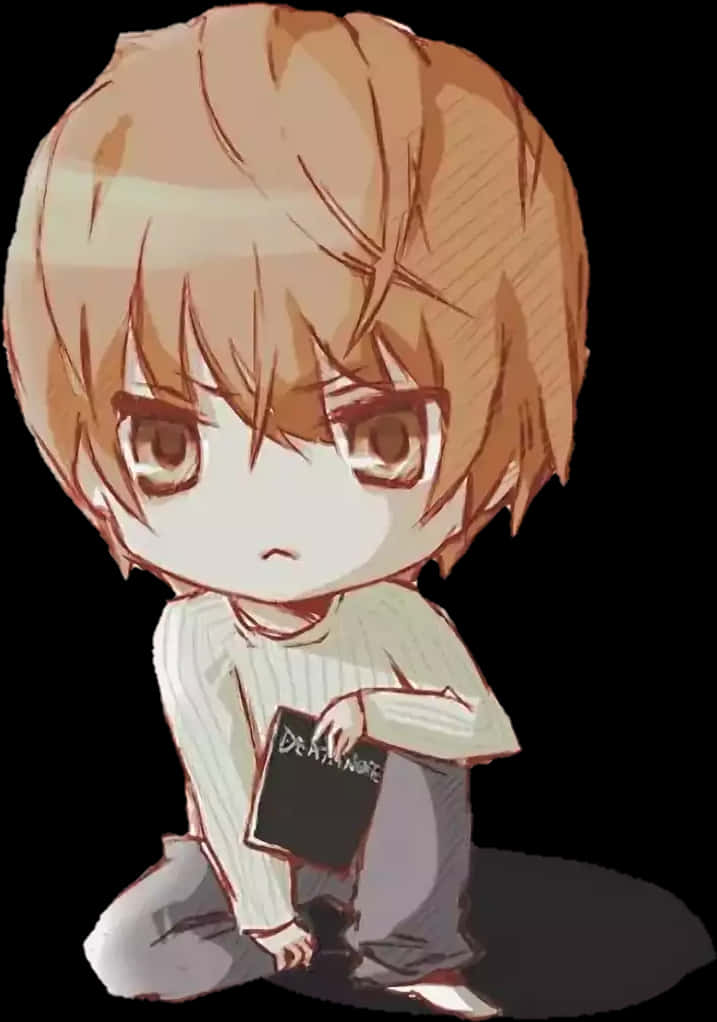 Chibi Light Yagami met Death Note Muurpapier