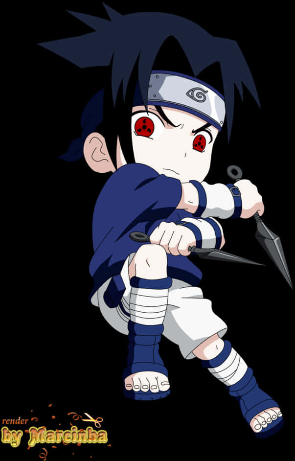 Chibi Sasuke Gereed vir Geveg Muurpapier