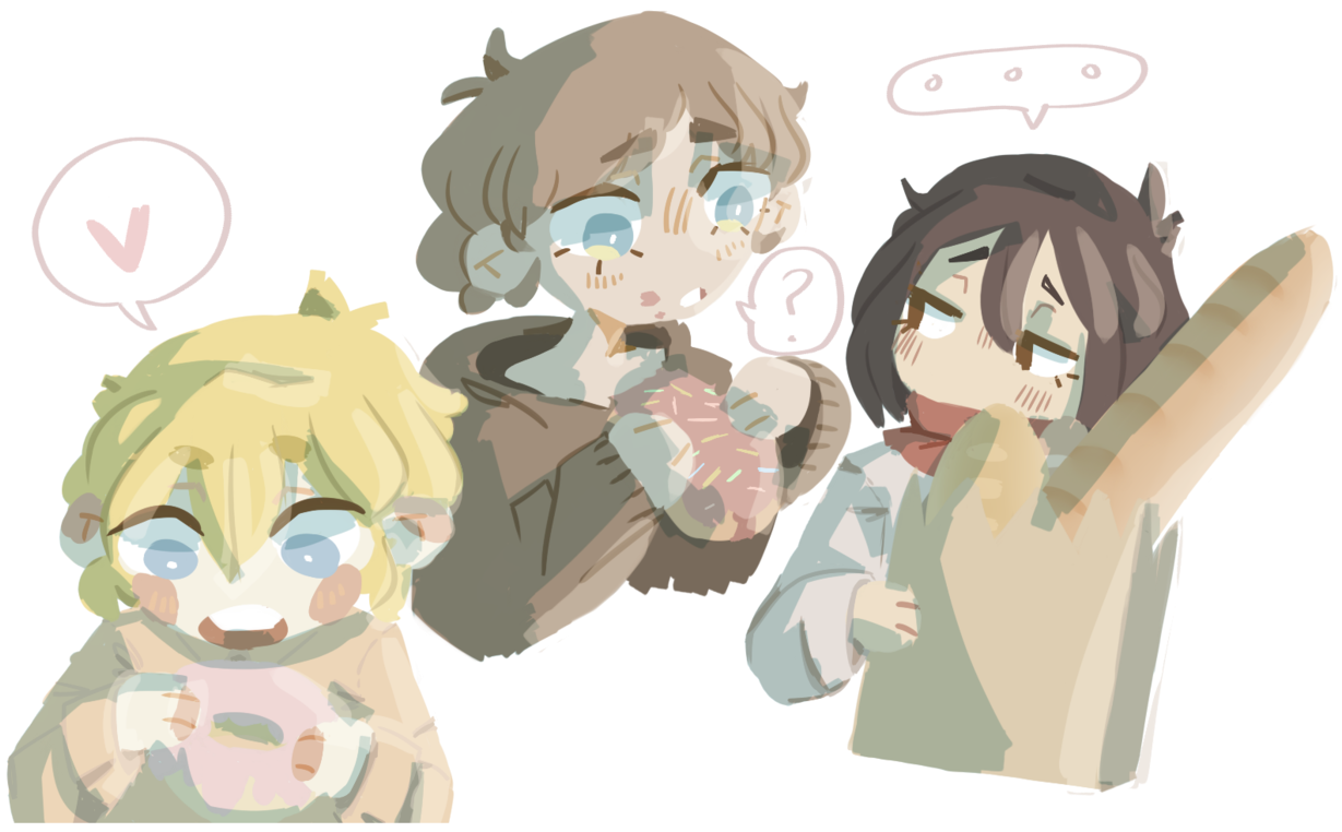 Chibi-styl geanimeerde karakters wat gesels Muurpapier
