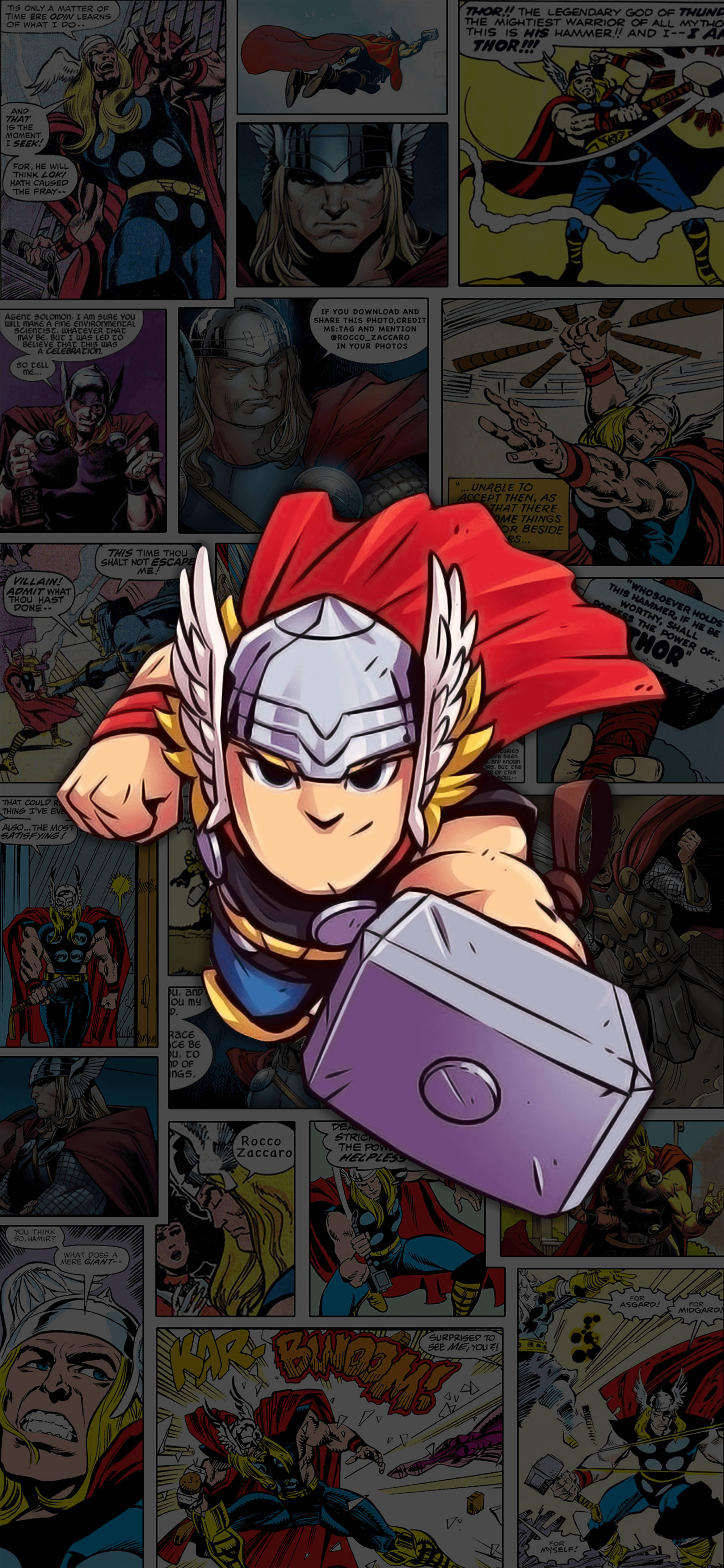 Chibi Thor Strokesprente Muurpapier