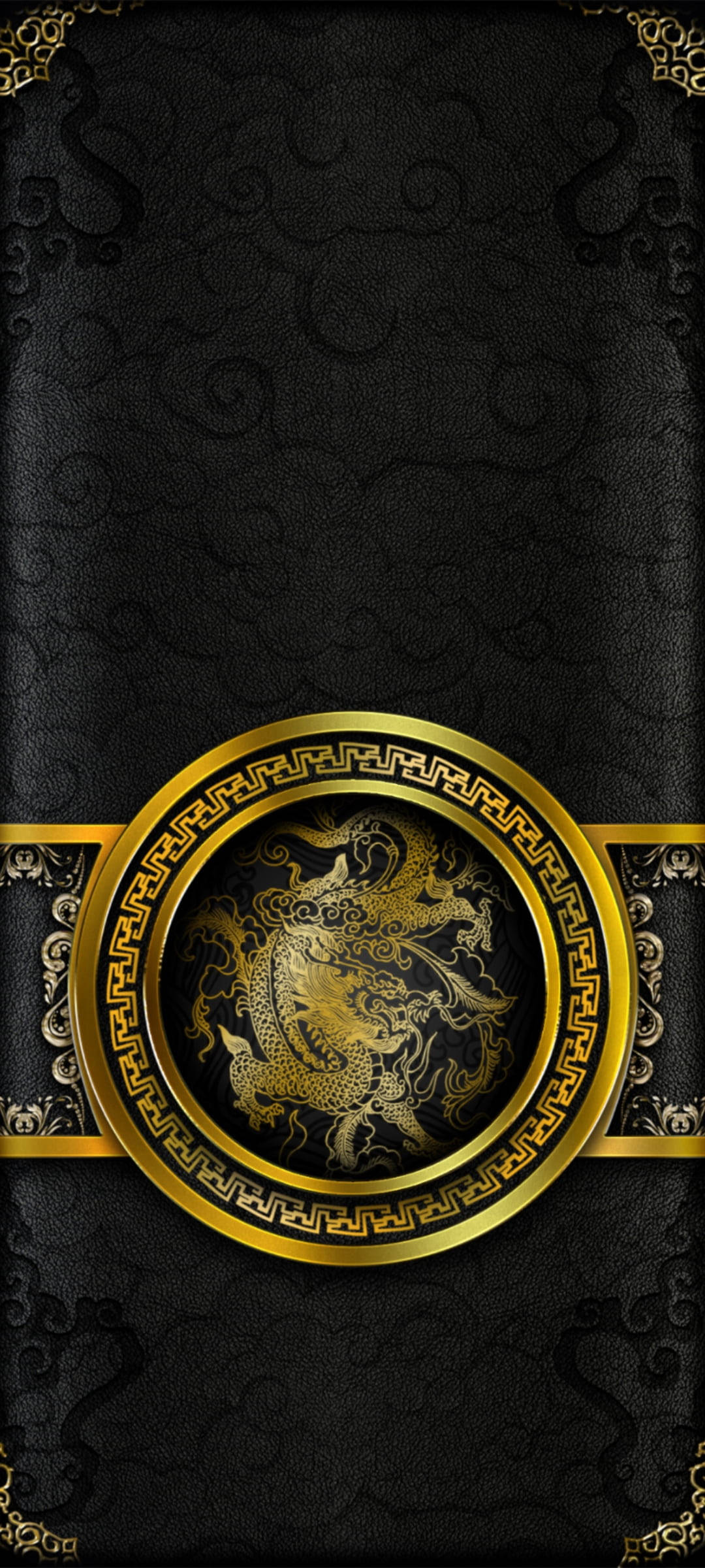 Chinese Draak Swart en Goud iPhone Muurpapier