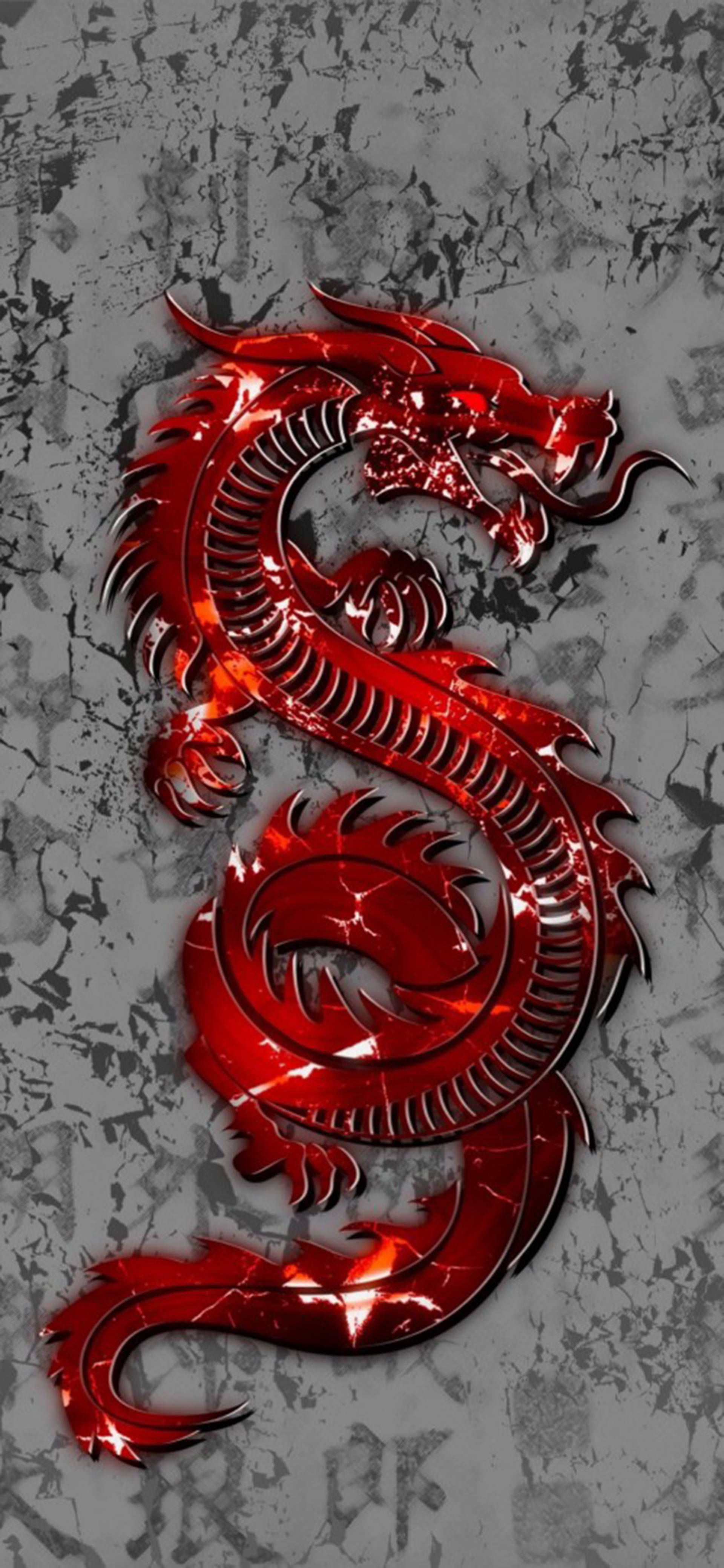 Chinese Red Eastern Dragon Muurpapier