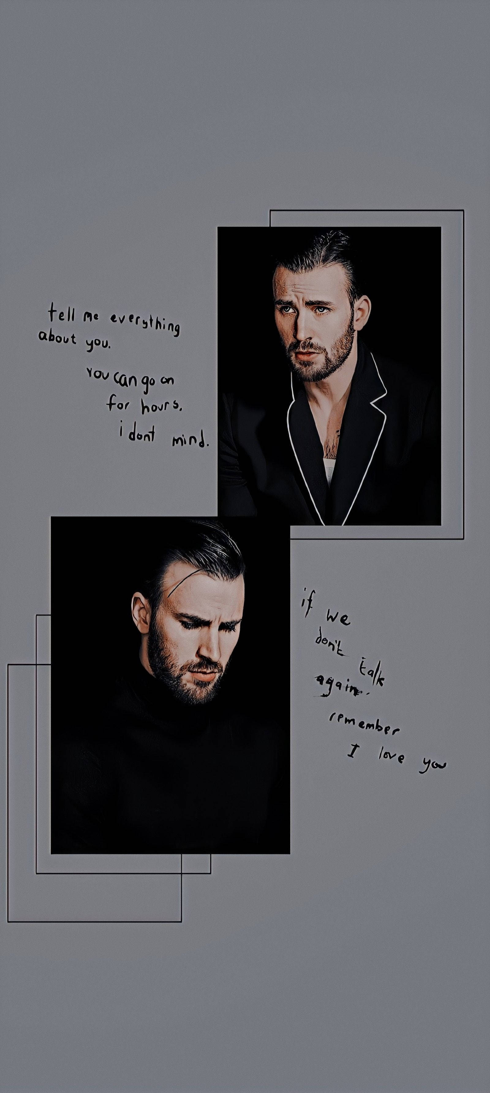 Chris Evans Swart Minimalisties Muurpapier