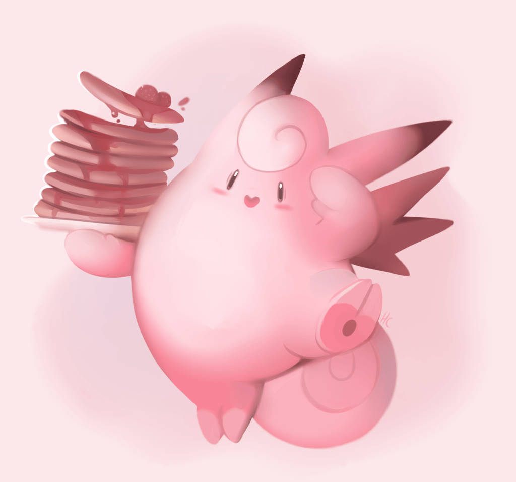 Clefairy Evolusie en Pannekoeke Muurpapier