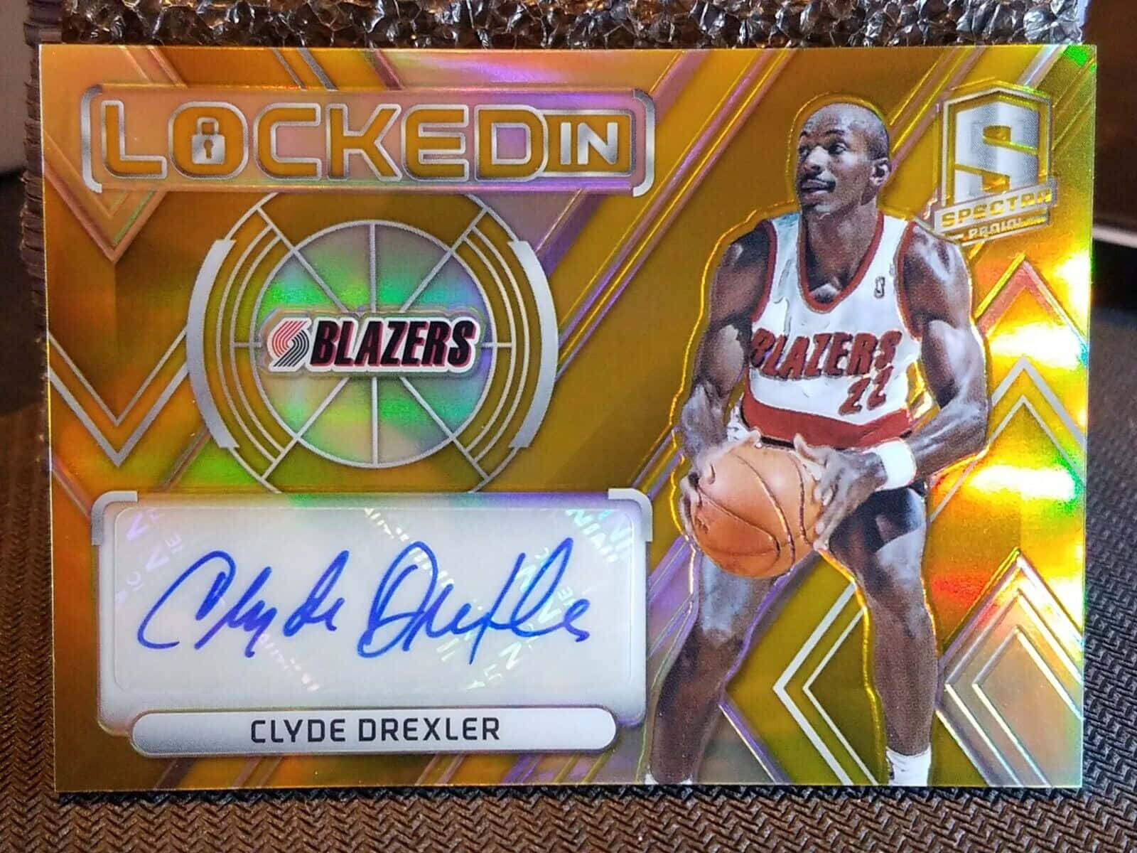 Clyde Drexler NBA-speler Getekende Fotokaart Muurpapier
