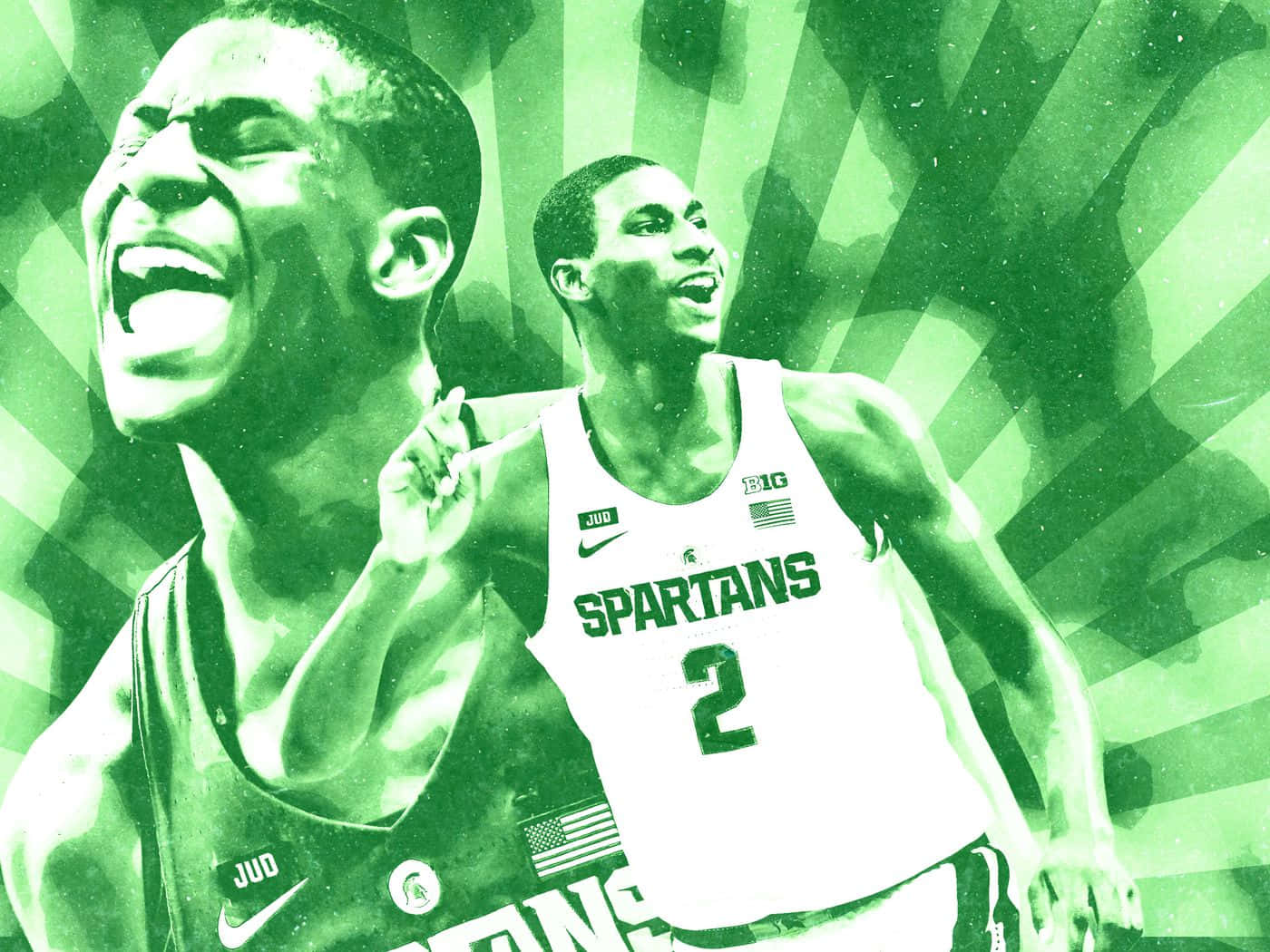 Collage Grafiek van Jaren Jackson Jr. Muurpapier