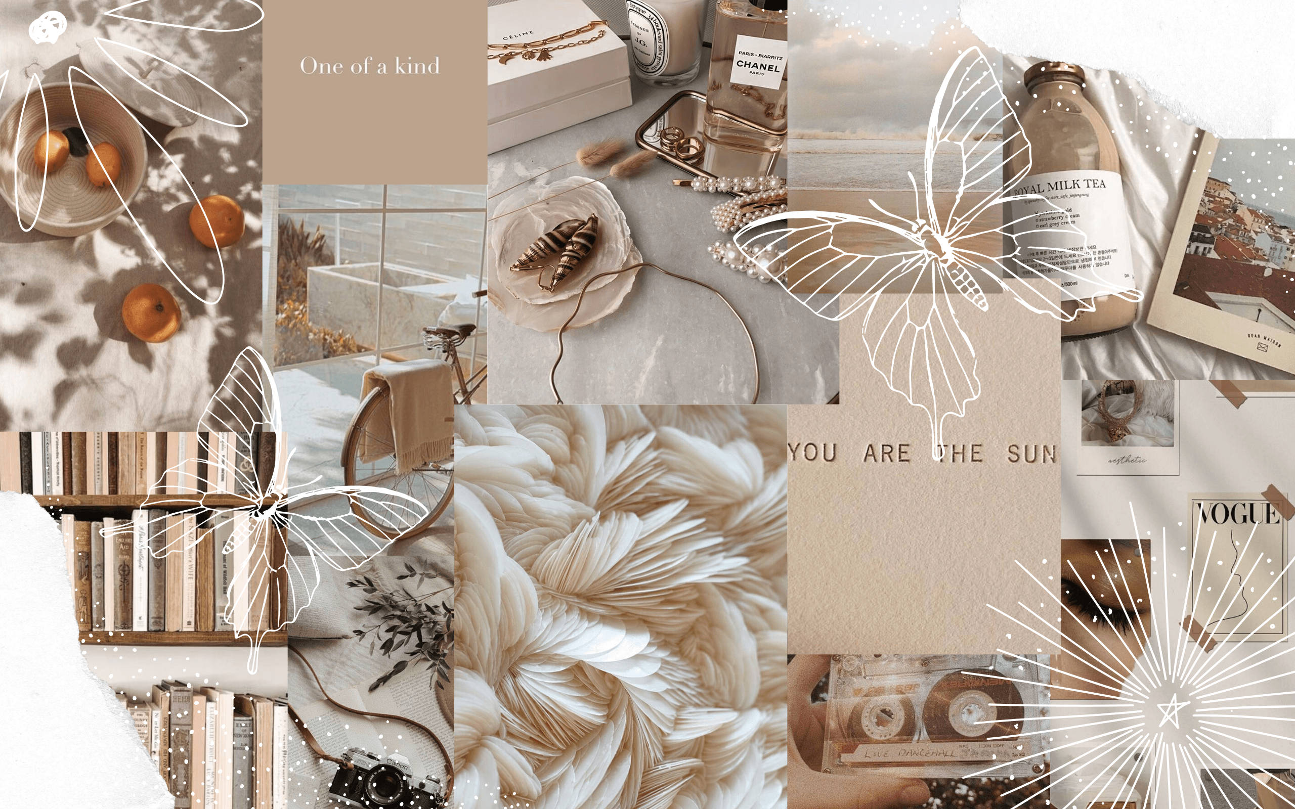 Collage met Skoenlappers as Neutrale Agtergrond Muurpapier