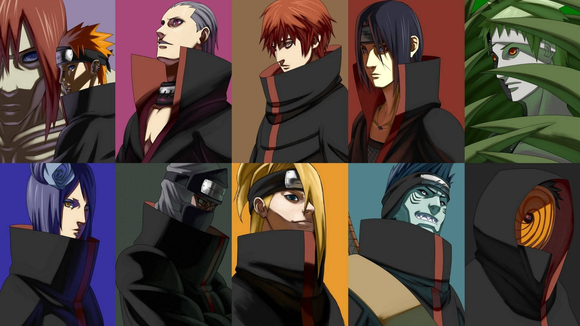Collage van Akatsuki-lede vir PC Muurpapier