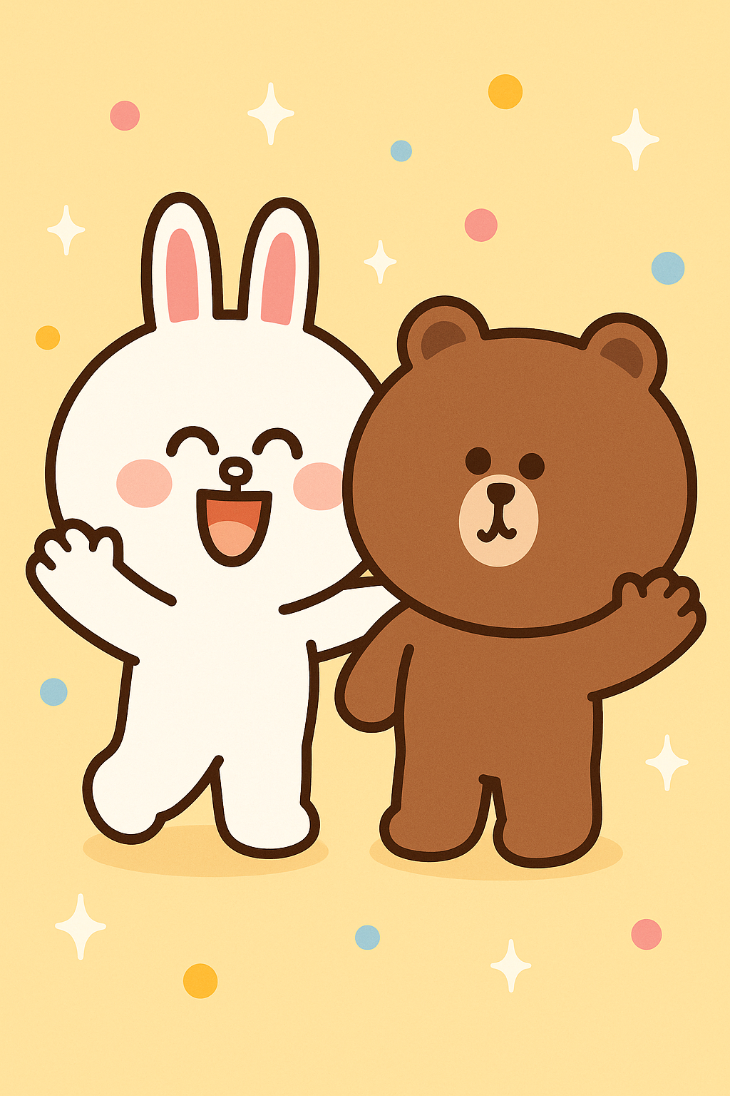 cony en bruin gelukkig Muurpapier