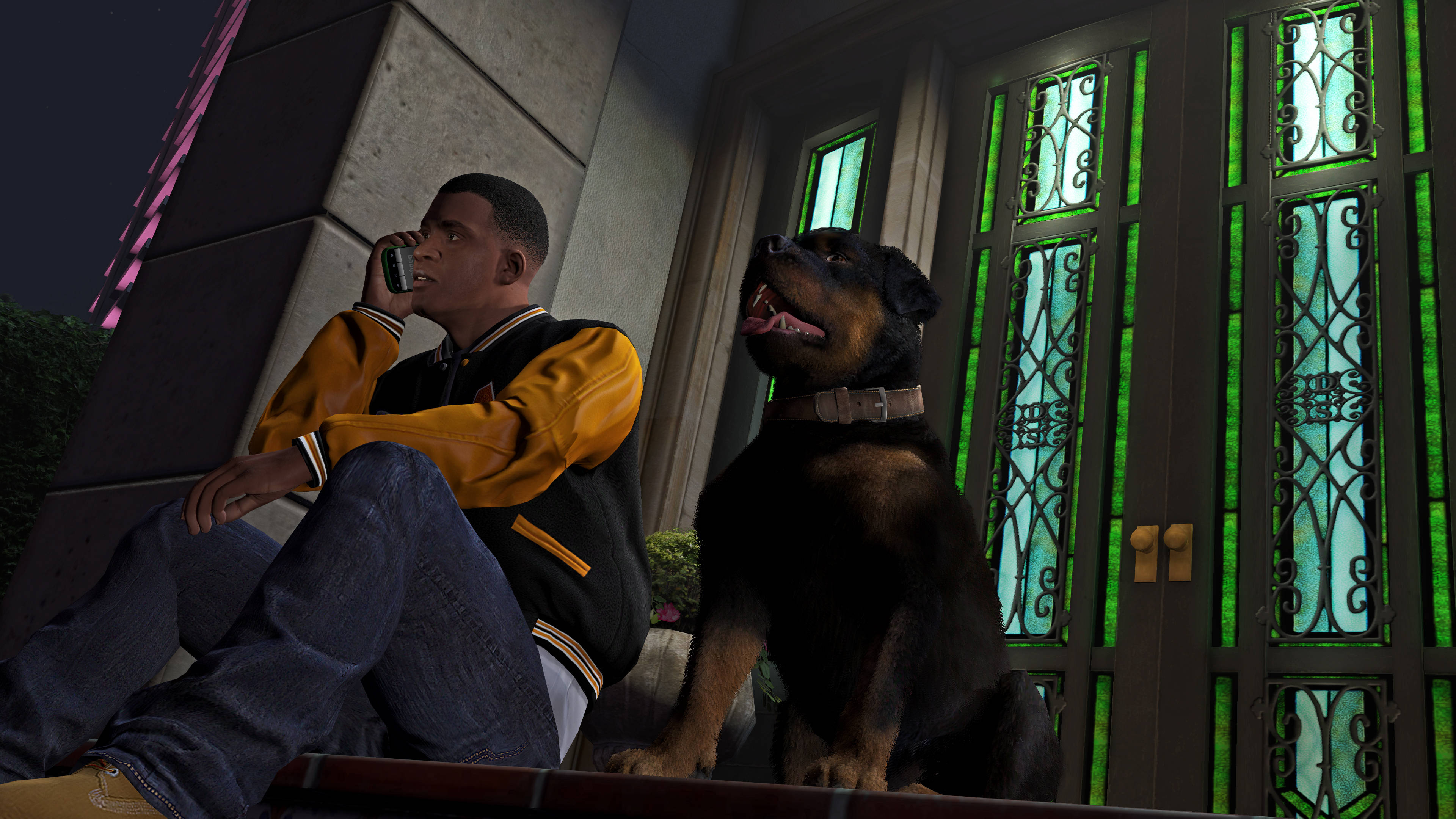 Cool GTA Man en Hond Muurpapier