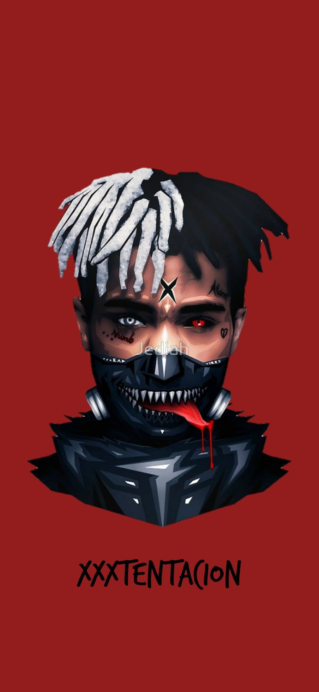 Cool Xxxtentacion Rooi Kuns Muurpapier