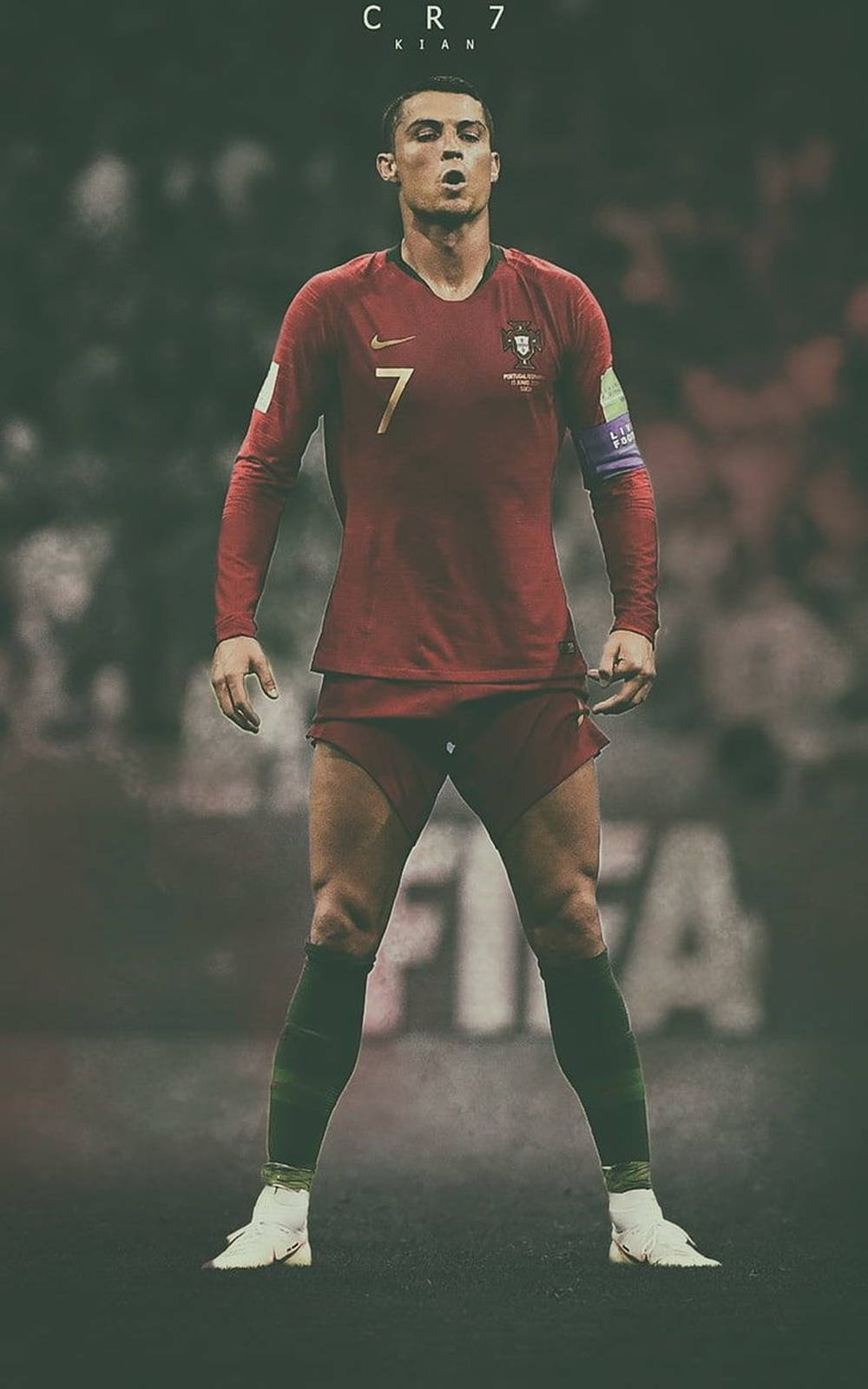 Cristiano Ronaldo Koel Rooi FPF-hemp Muurpapier
