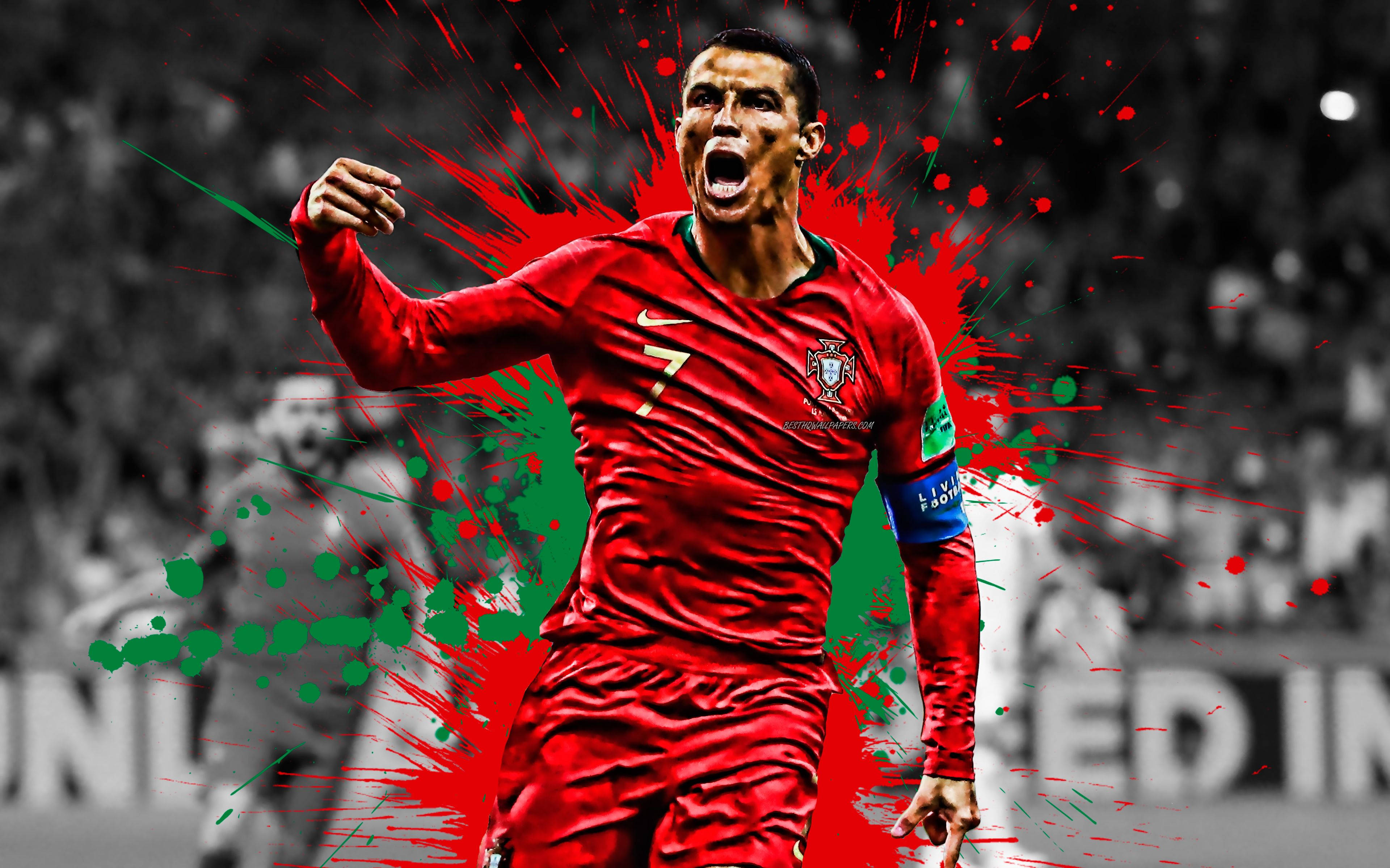 Cristiano Ronaldo Koel Rooi en Groen Ontwerp — Koel GIF Muurpapier