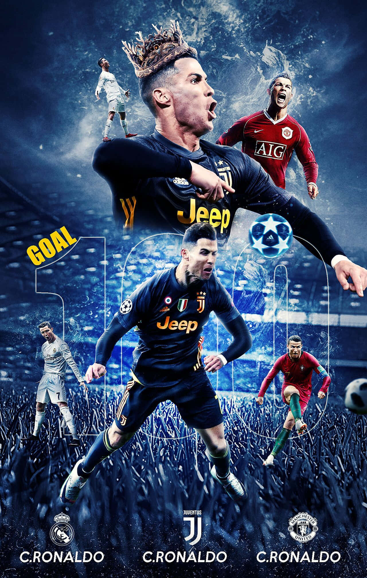 Cristiano Ronaldo in aksie op die veld Muurpapier