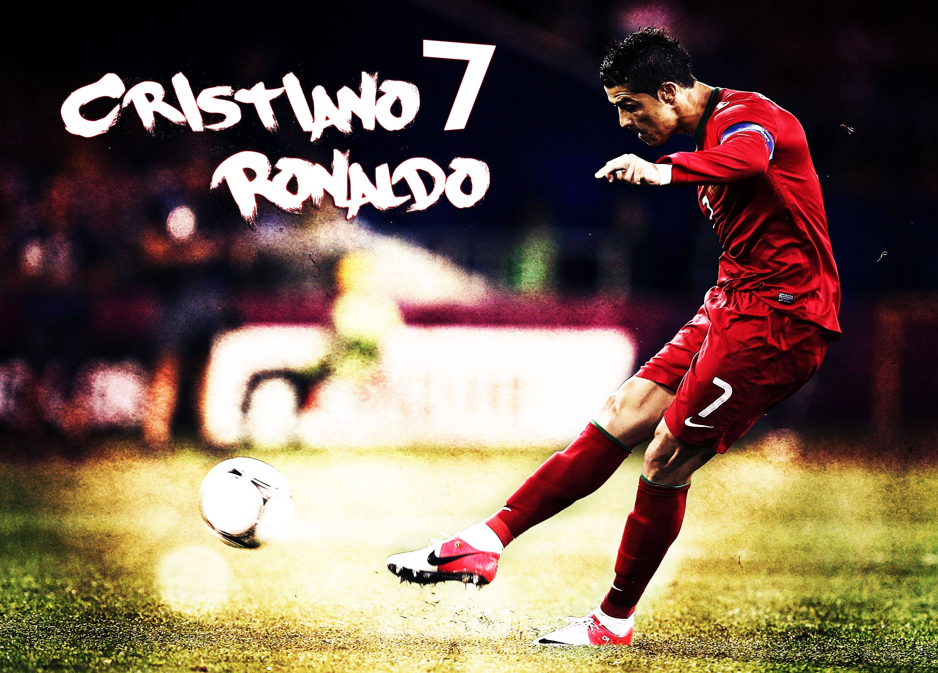 Cristiano Ronaldo Koel Middelste Skop Grafiese Kuns Muurpapier