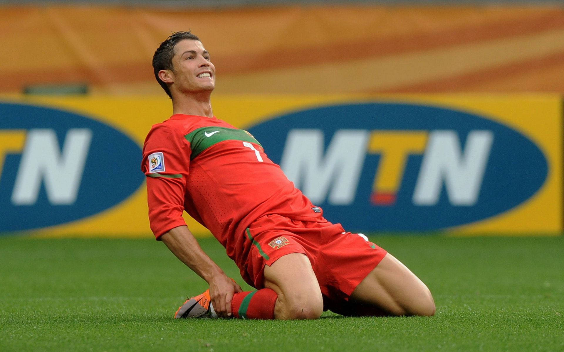 Cristiano Ronaldo Koel Rooi FPF-trui Muurpapier