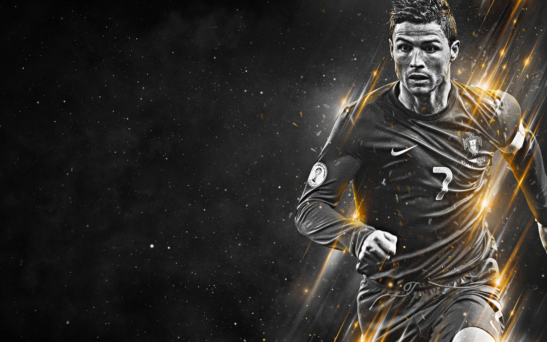 Cristiano Ronaldo Swart En Goue agtergrond. — Cristiano Ronaldo Muurpapier