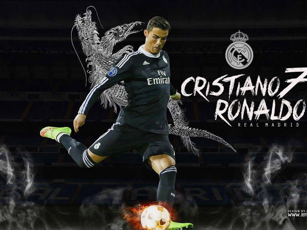 Cristiano Ronaldo Real Madrid-logo-agtergrond. — Cristiano Ronaldo Muurpapier