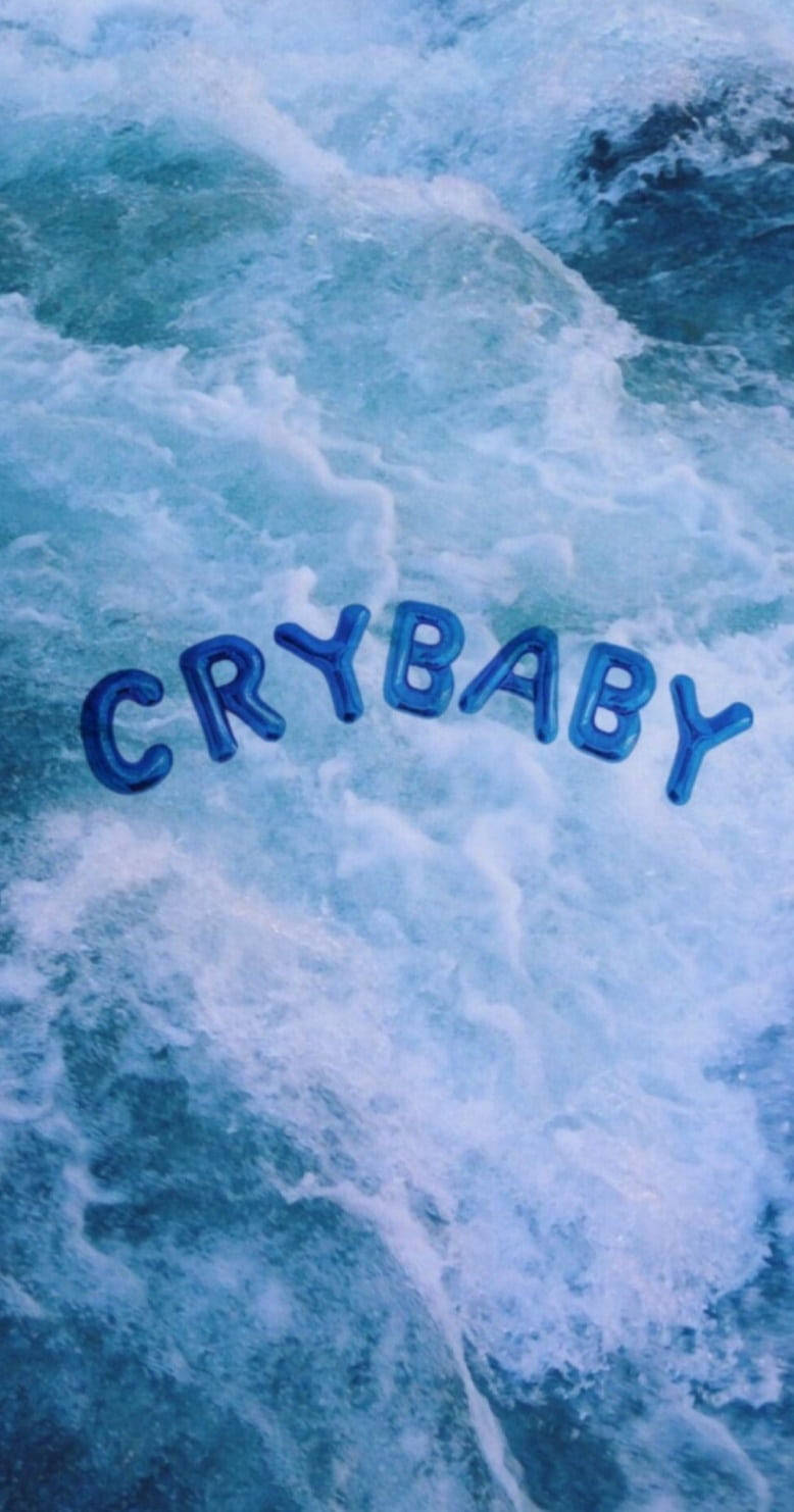 Crybaby Eenvoudige Blou Estetika Muurpapier