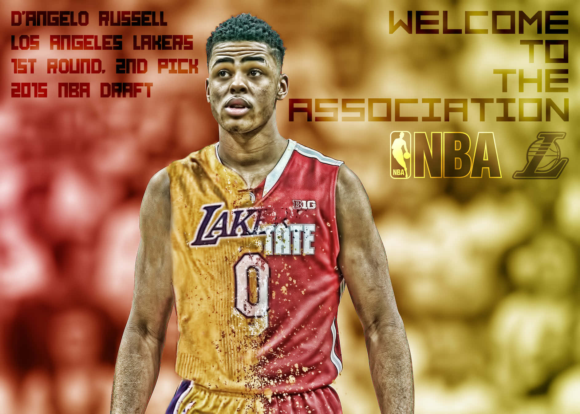 D'Angelo Russell Rooi Geel Muurpapier