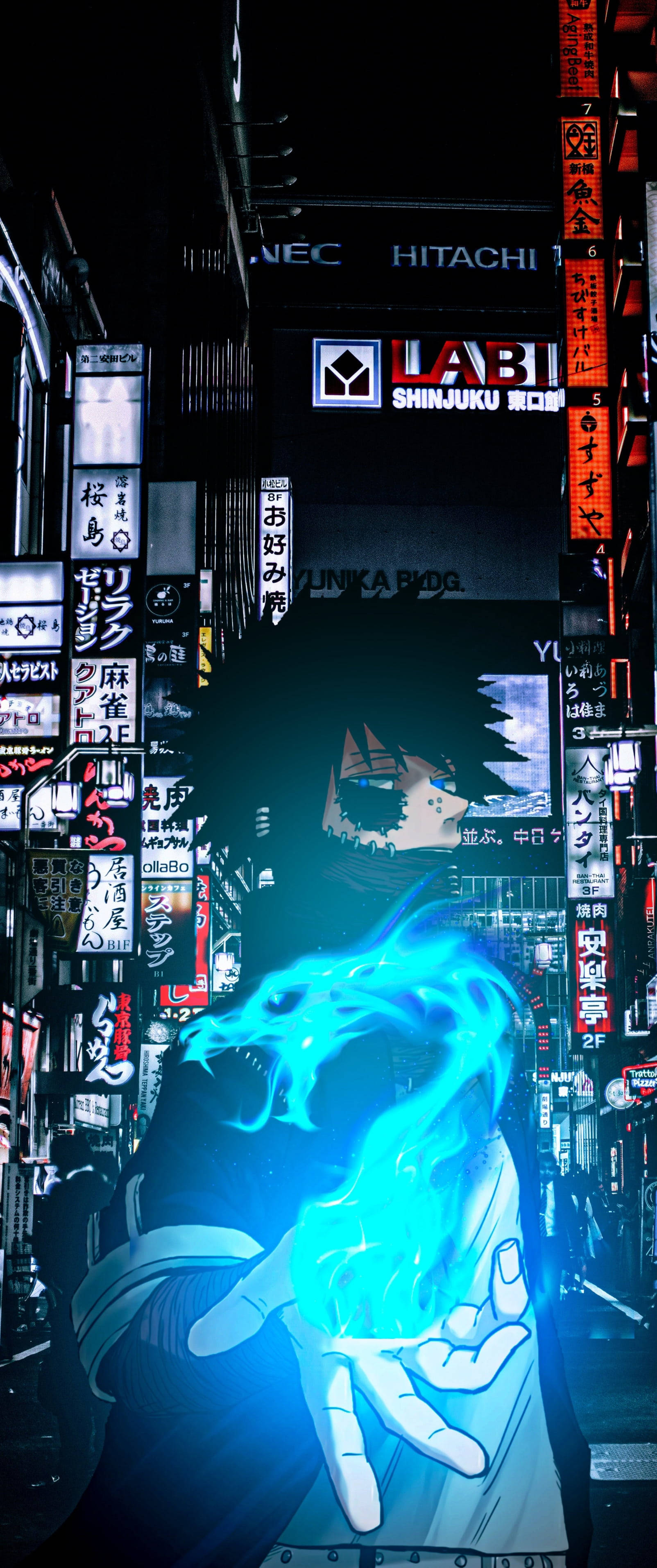 Dabi Met Blou Vuur In My Hero Academia Foon Muurpapier