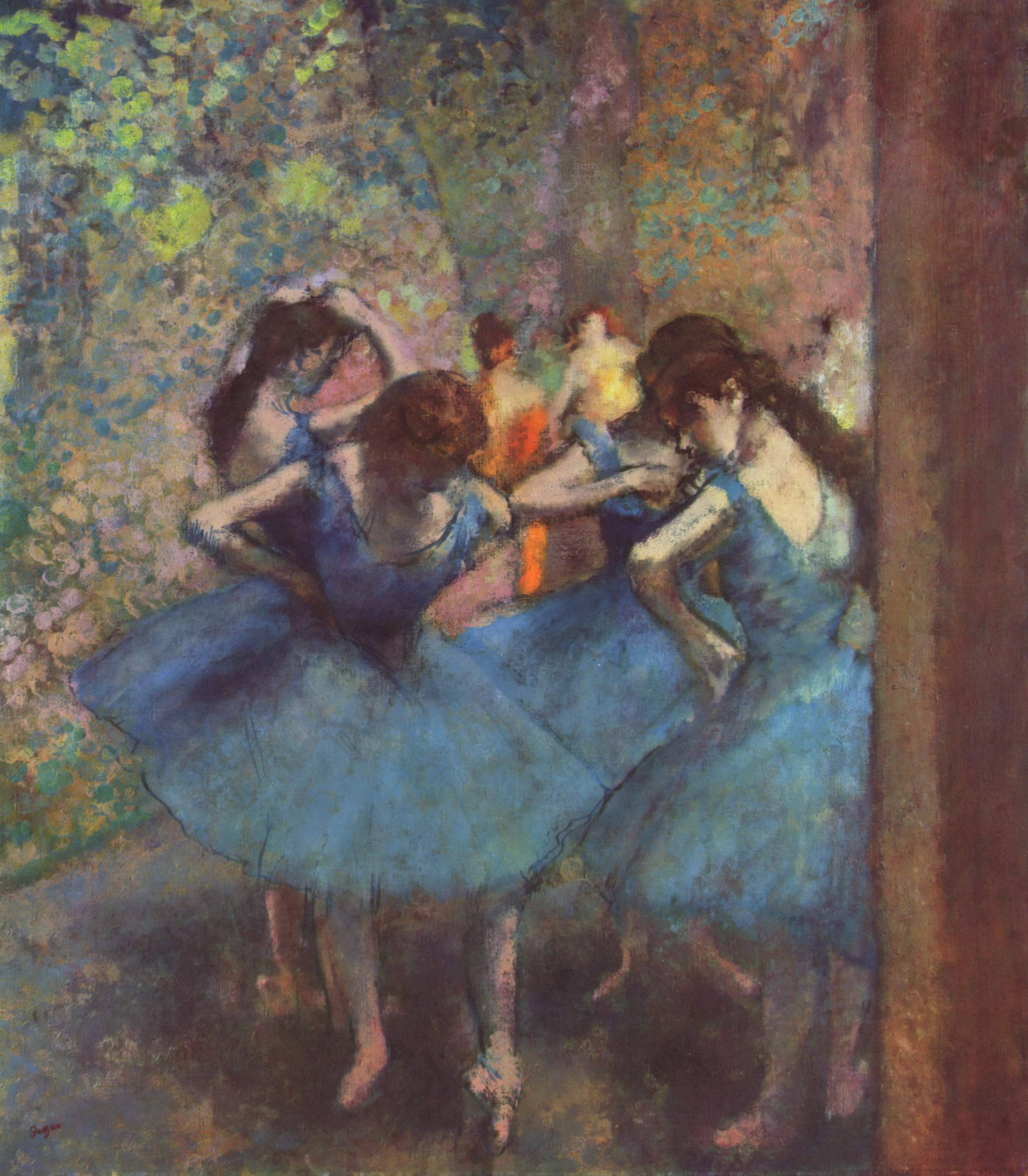 Dansers in Blou Geskilder deur Edgar Degas Muurpapier