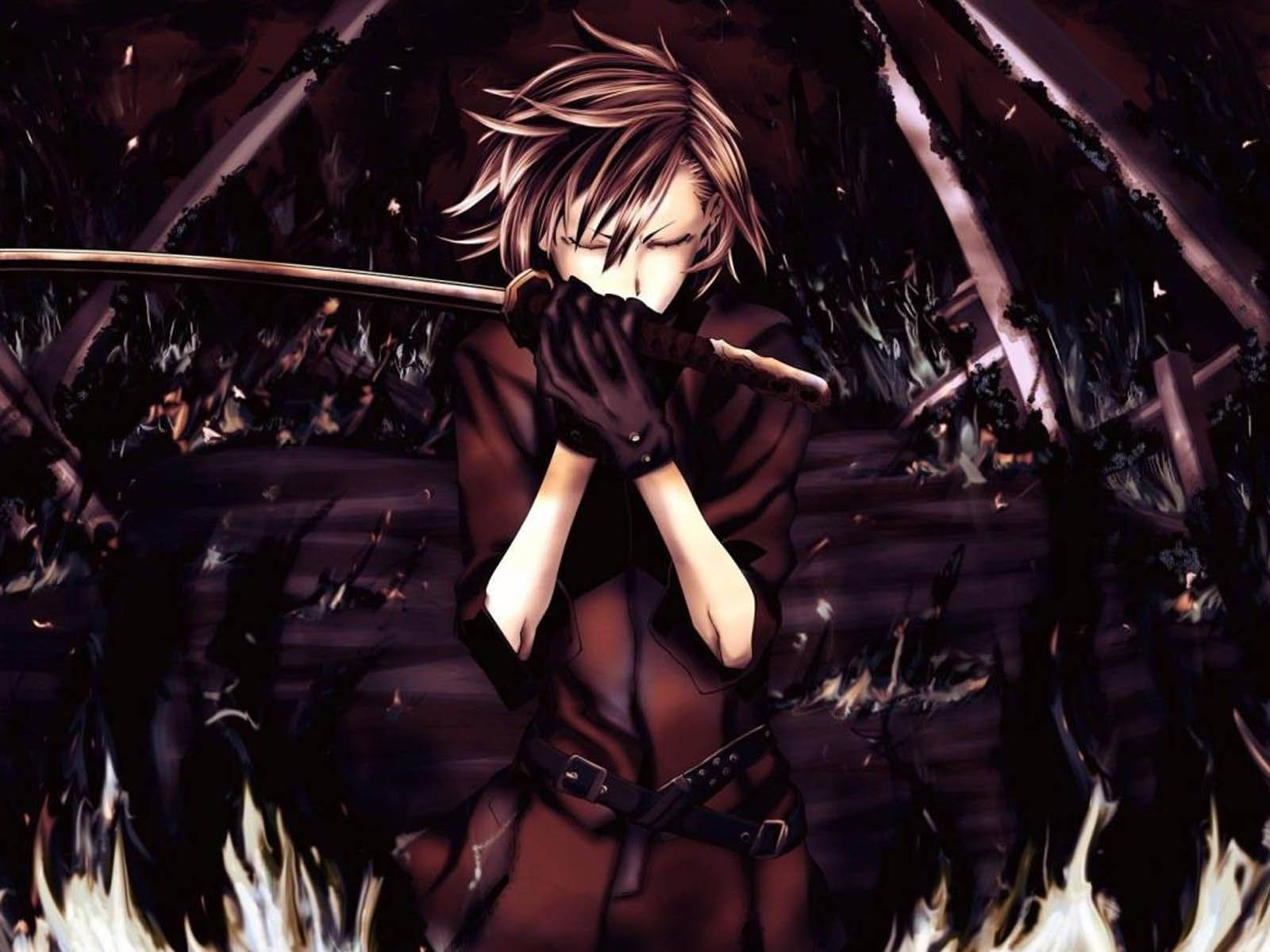 Donker sluipmoordenaar anime-seun agtergrond — Anime seun Muurpapier