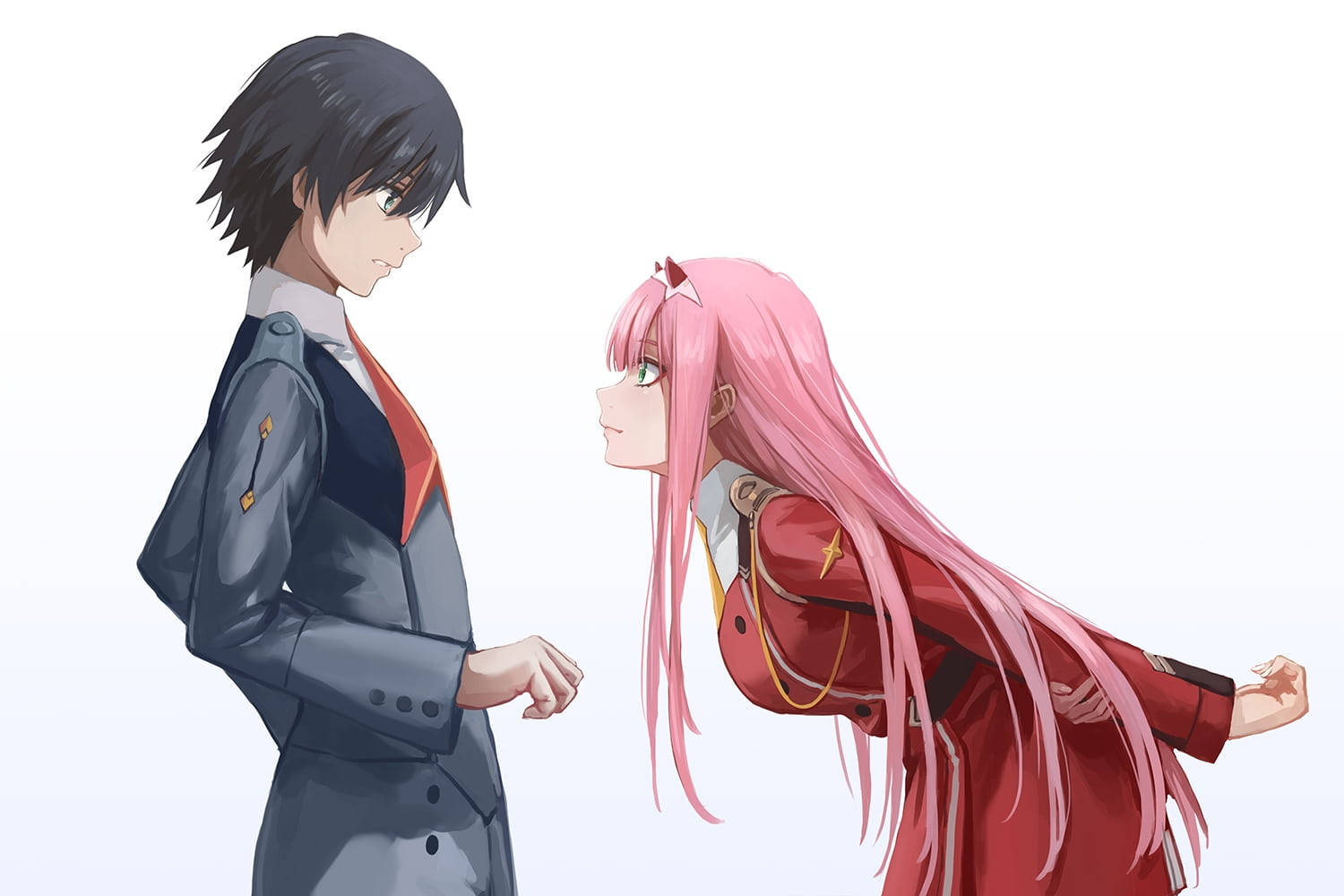 Darling In The Franxx Estetiese Animasiepaar Muurpapier