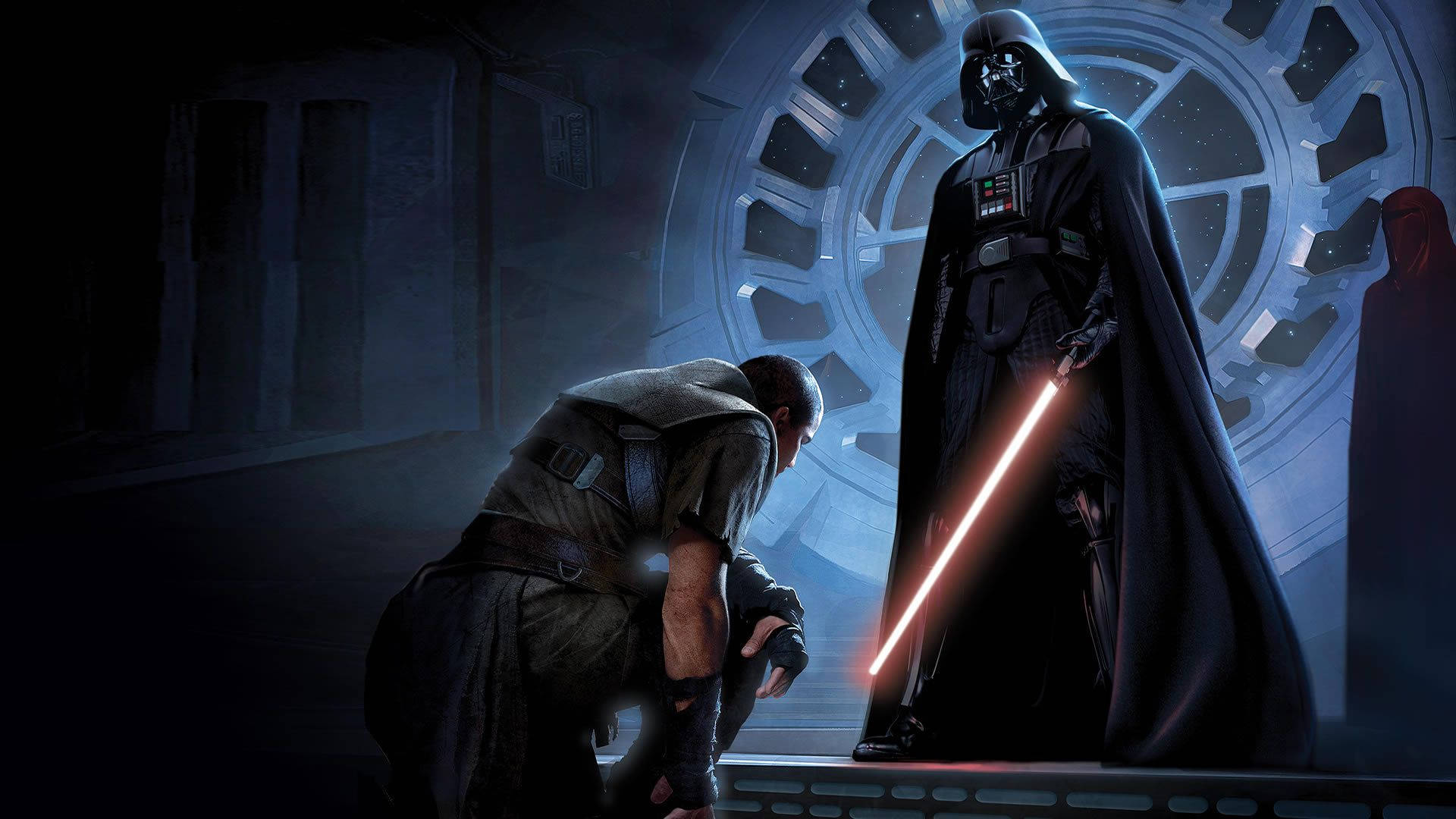 Star Wars-agtergrond van Darth Vader wat sy dienaar beloon, 'n digitale skildery — Star Wars Muurpapier