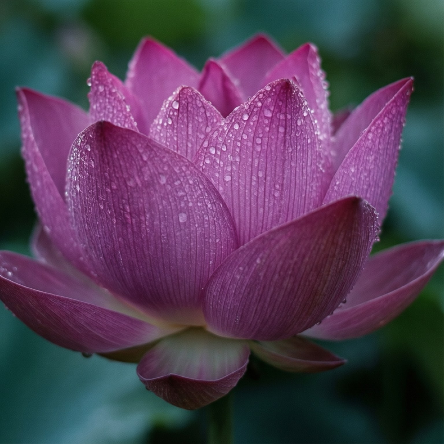 Dauwbedekte Lotus Makro Muurpapier