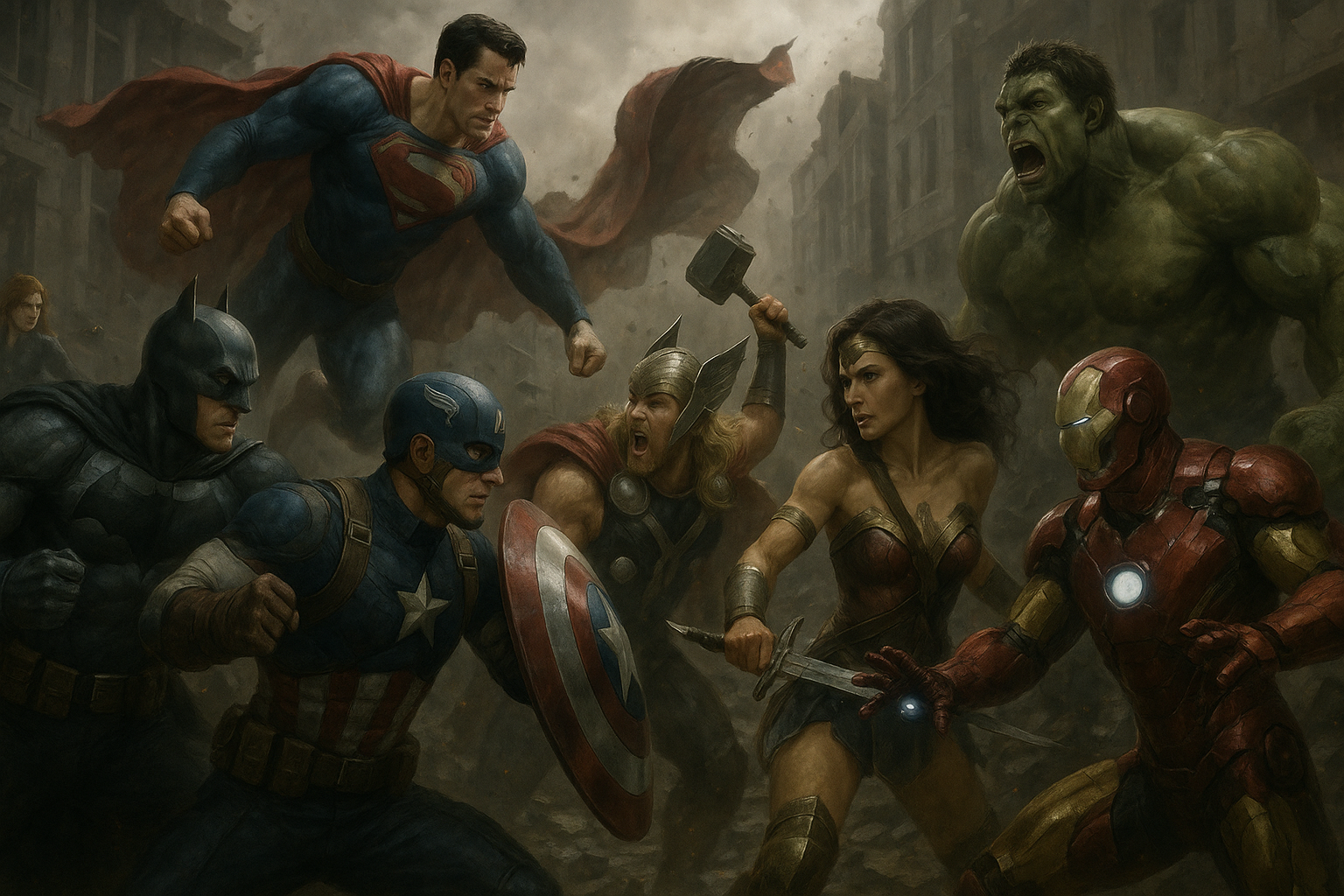 DC VS MARVEL REALISTIES Muurpapier