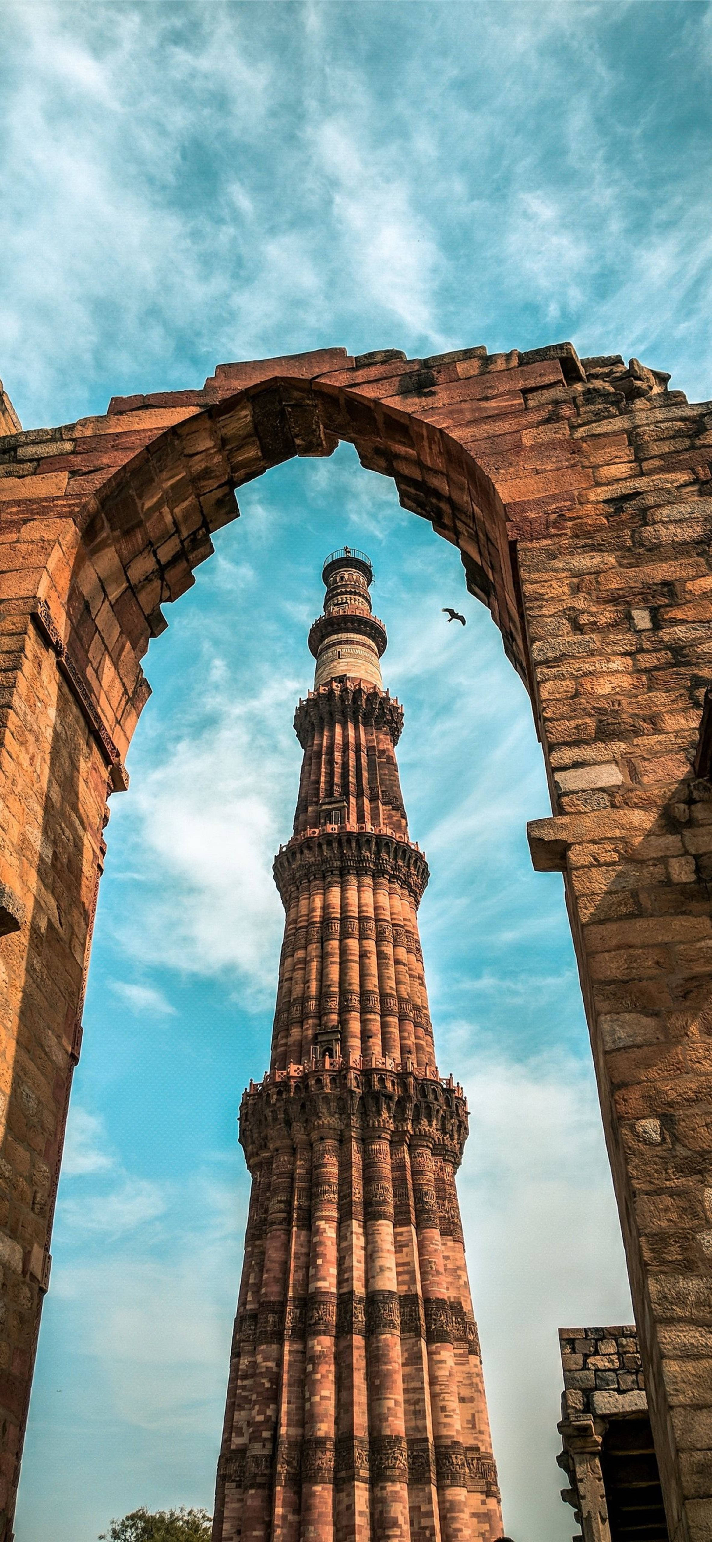 Delhi Qutub Minar Boog Muurpapier